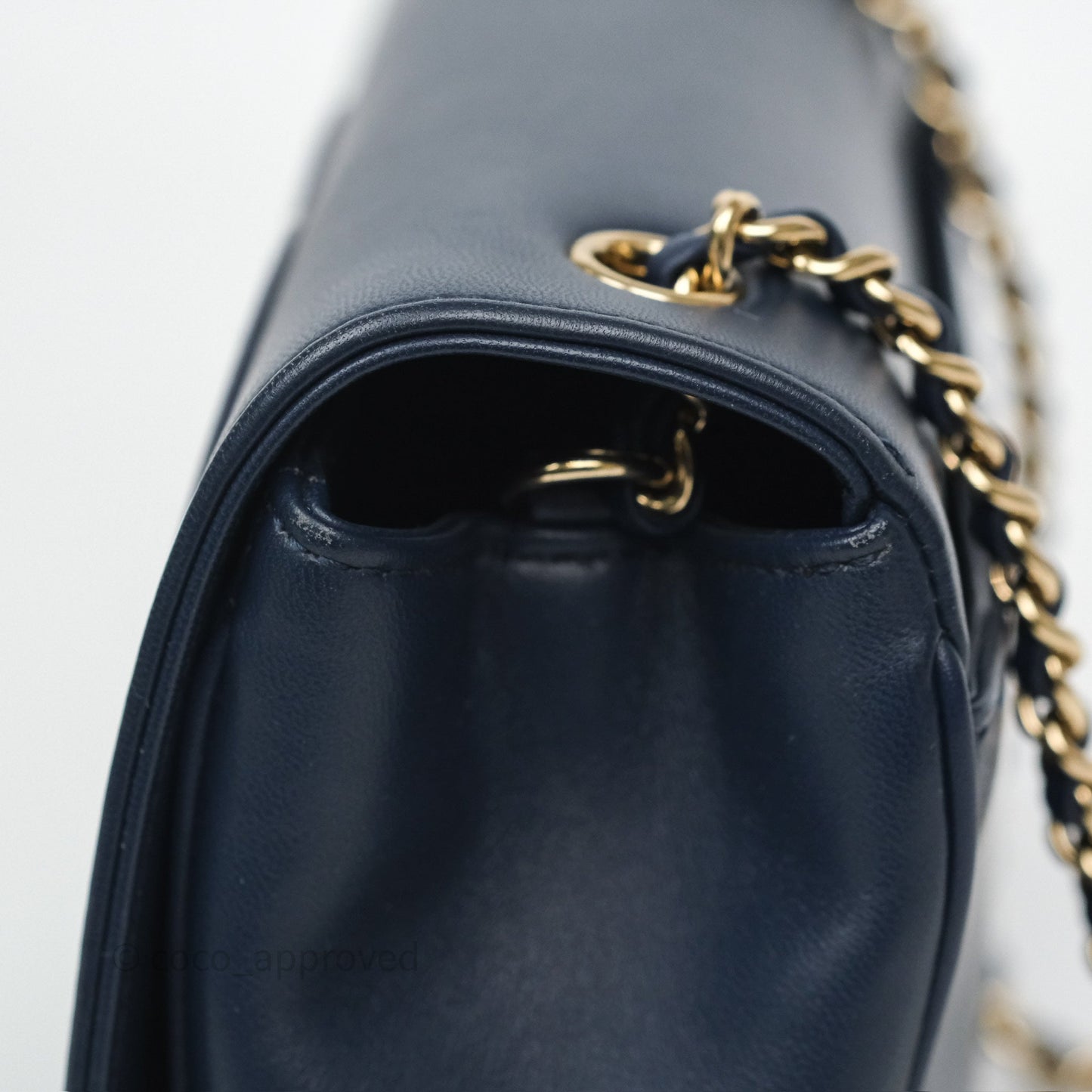 Chanel CC Mania Flap Bag Navy Lambskin Gold Hardware
