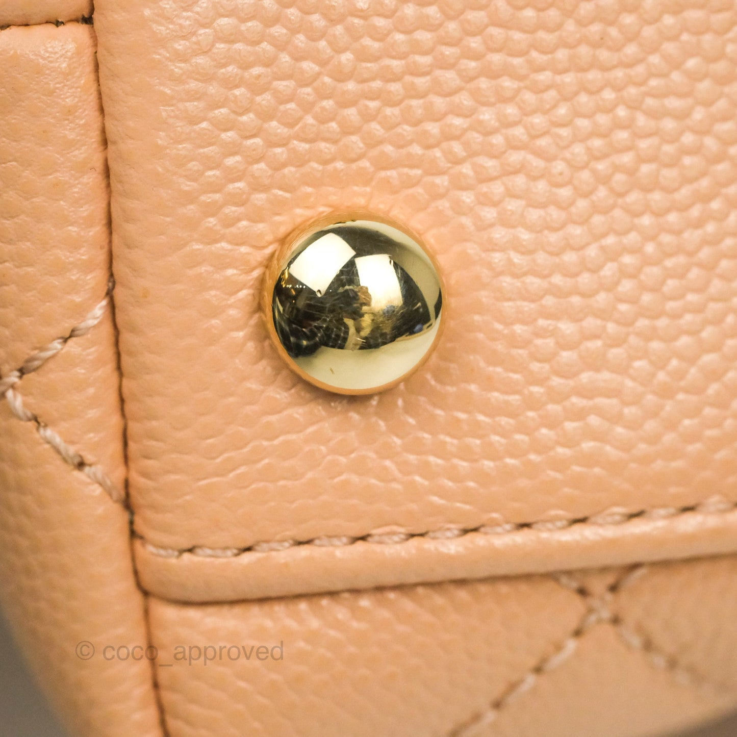 Chanel Mini Coco Handle Quilted Beige Pink Caviar Gold Hardware