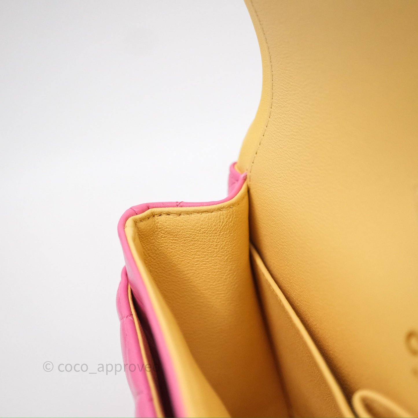 Chanel Small Classic Flap Quilted Pink Lambskin Rainbow Hardware
