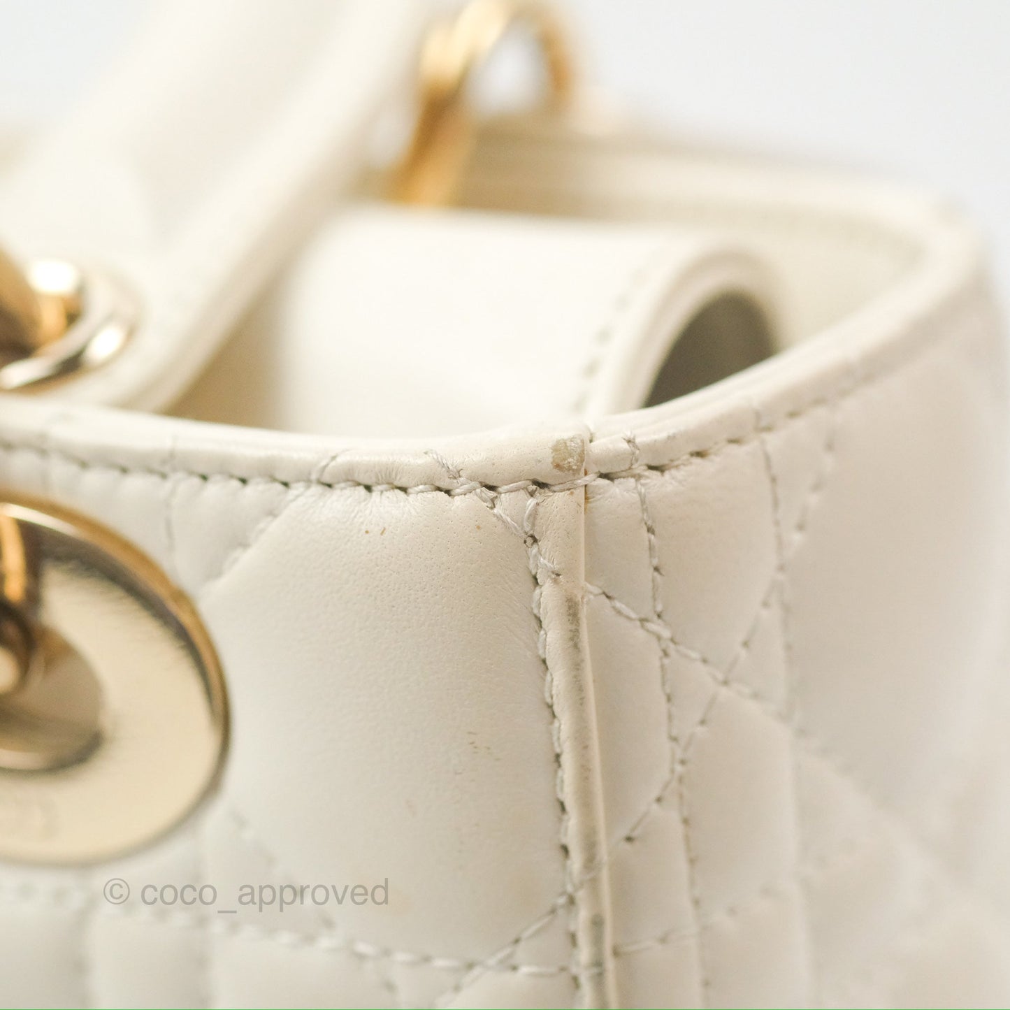 Christian Dior My ABCDior Lady Dior White Cannage Lambskin Gold Hardware