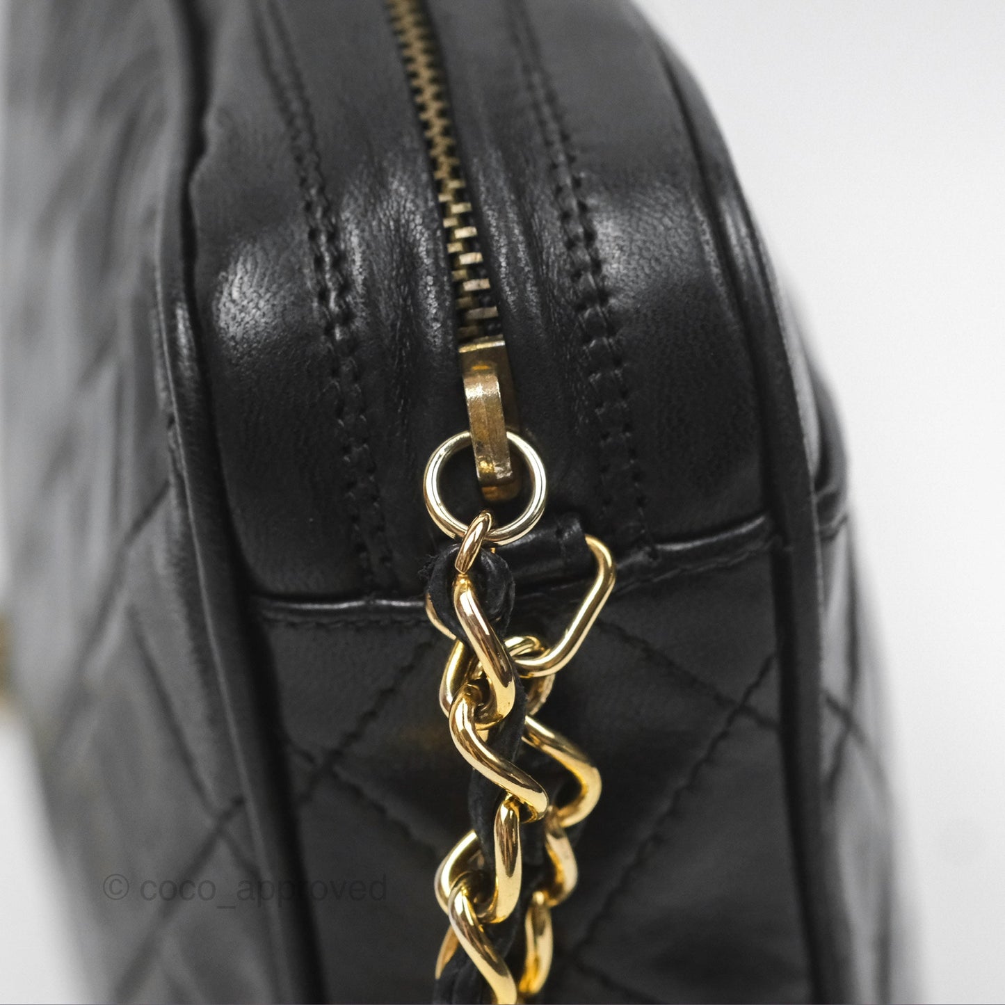 Chanel Vintage Camera Bag Black Lambskin Gold Hardware