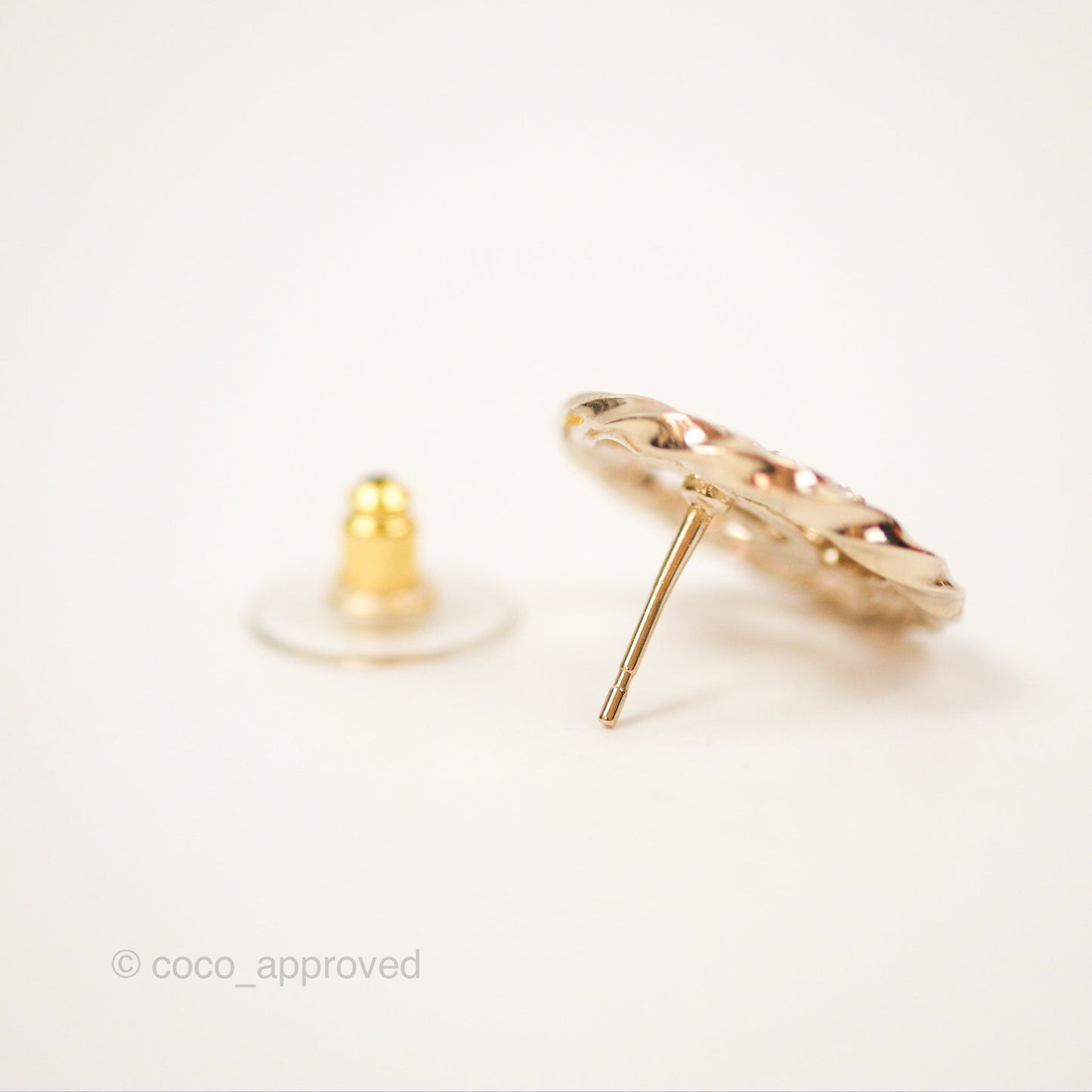 Chanel CC Crystal Twist Round Earrings Gold Tone 23B