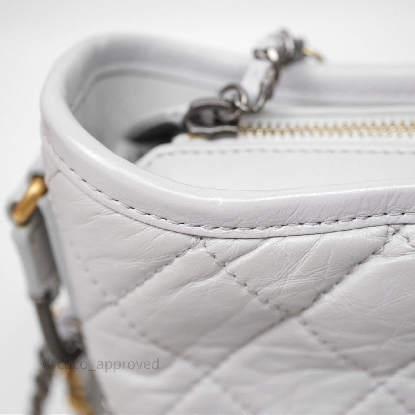 Chanel Small Gabrielle Hobo Quilted Grey Aged Calfskin