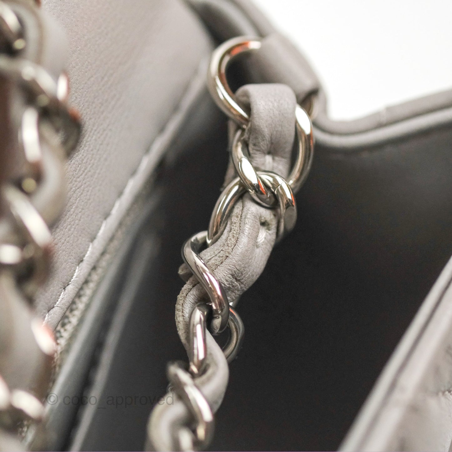 Chanel Quilted Mini Rectangular Grey Lambskin Silver Hardware