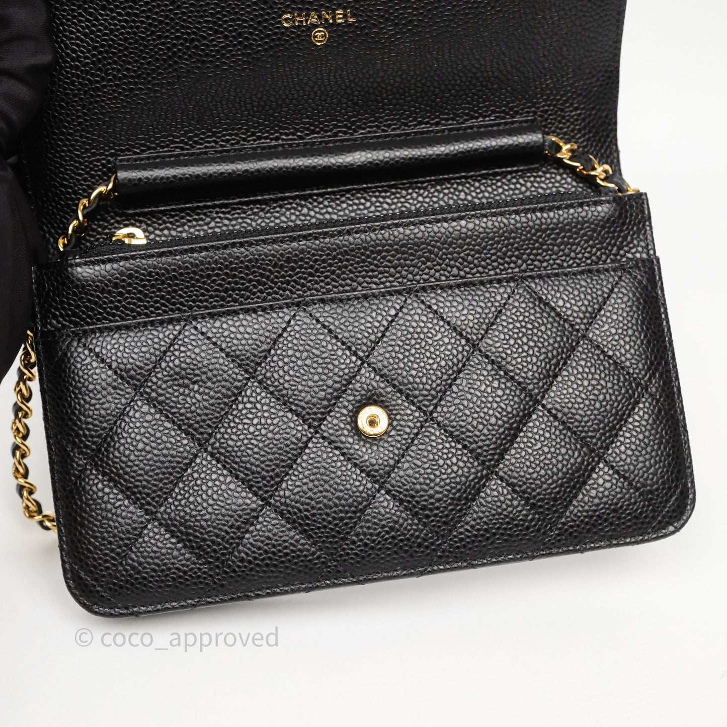 Chanel Quilted Classic Wallet On Chain WOC Black Caviar Gold Hardware