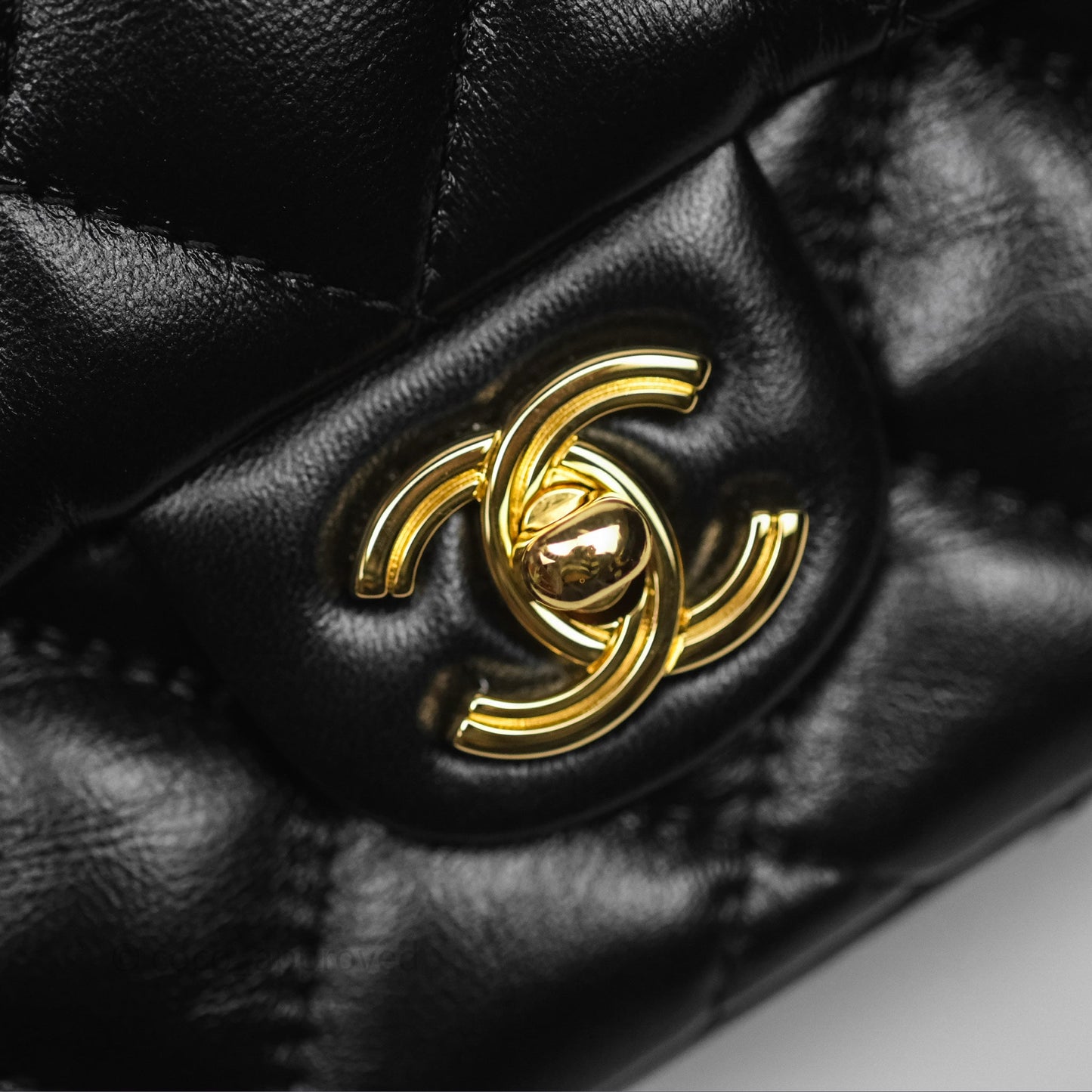 Chanel Top Handle Flap Bag Black Shiny Lambskin Gold Hardware 23S
