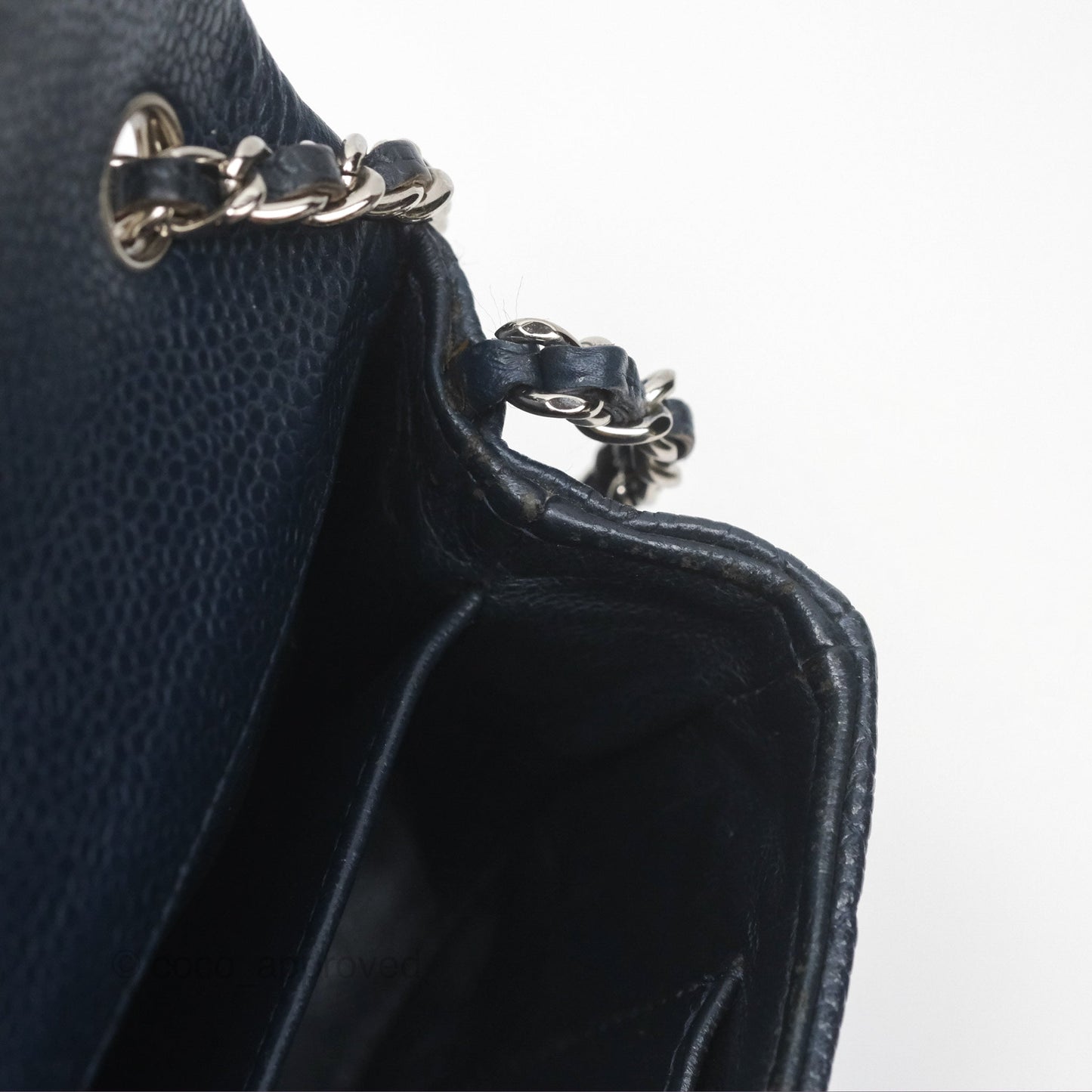 Chanel Quilted Extra Mini Rectangular Flap Dark Navy Caviar Silver Hardware