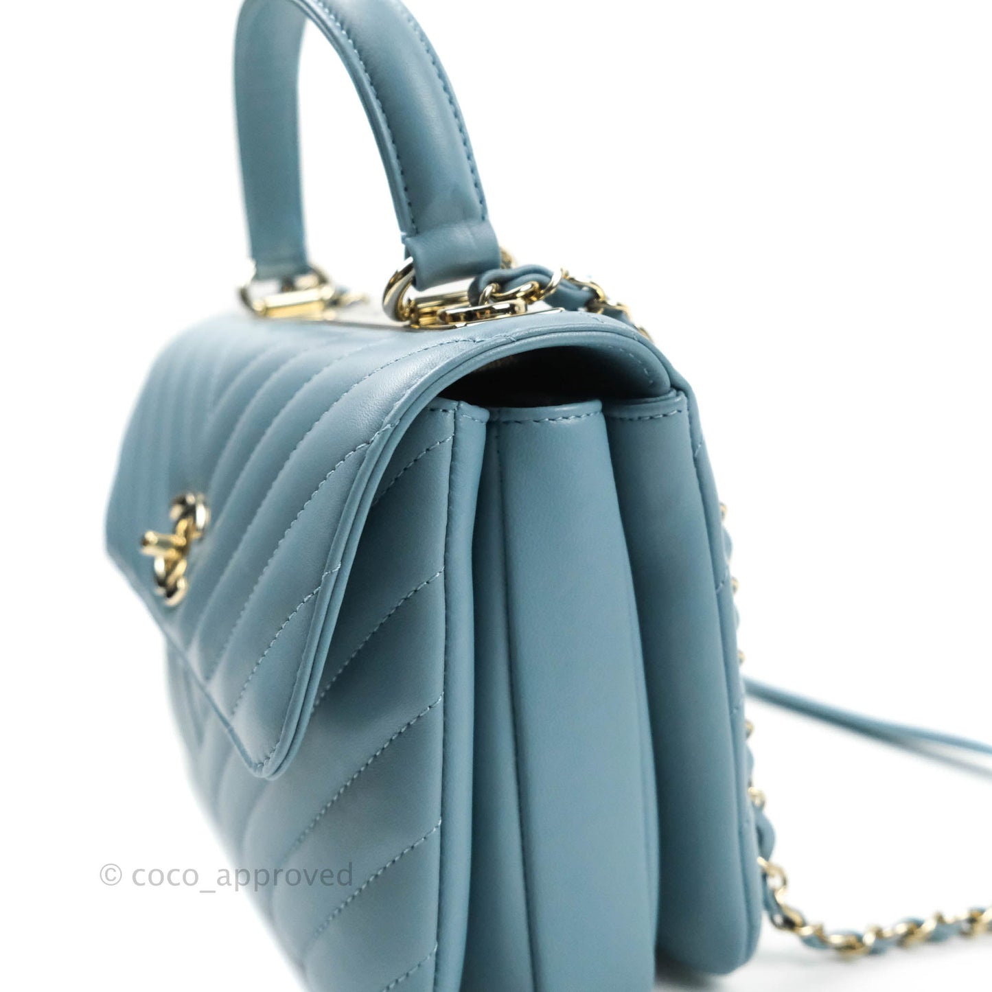 Chanel Trendy CC Chevron Small Blue Lambskin Gold Hardware