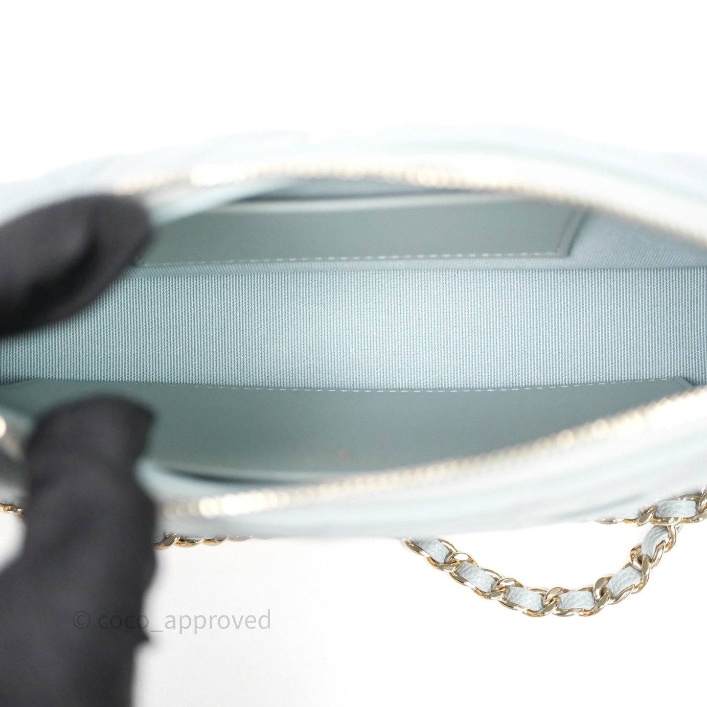 Chanel Clutch on Chain Tiffany Green Caviar Gold Hardware