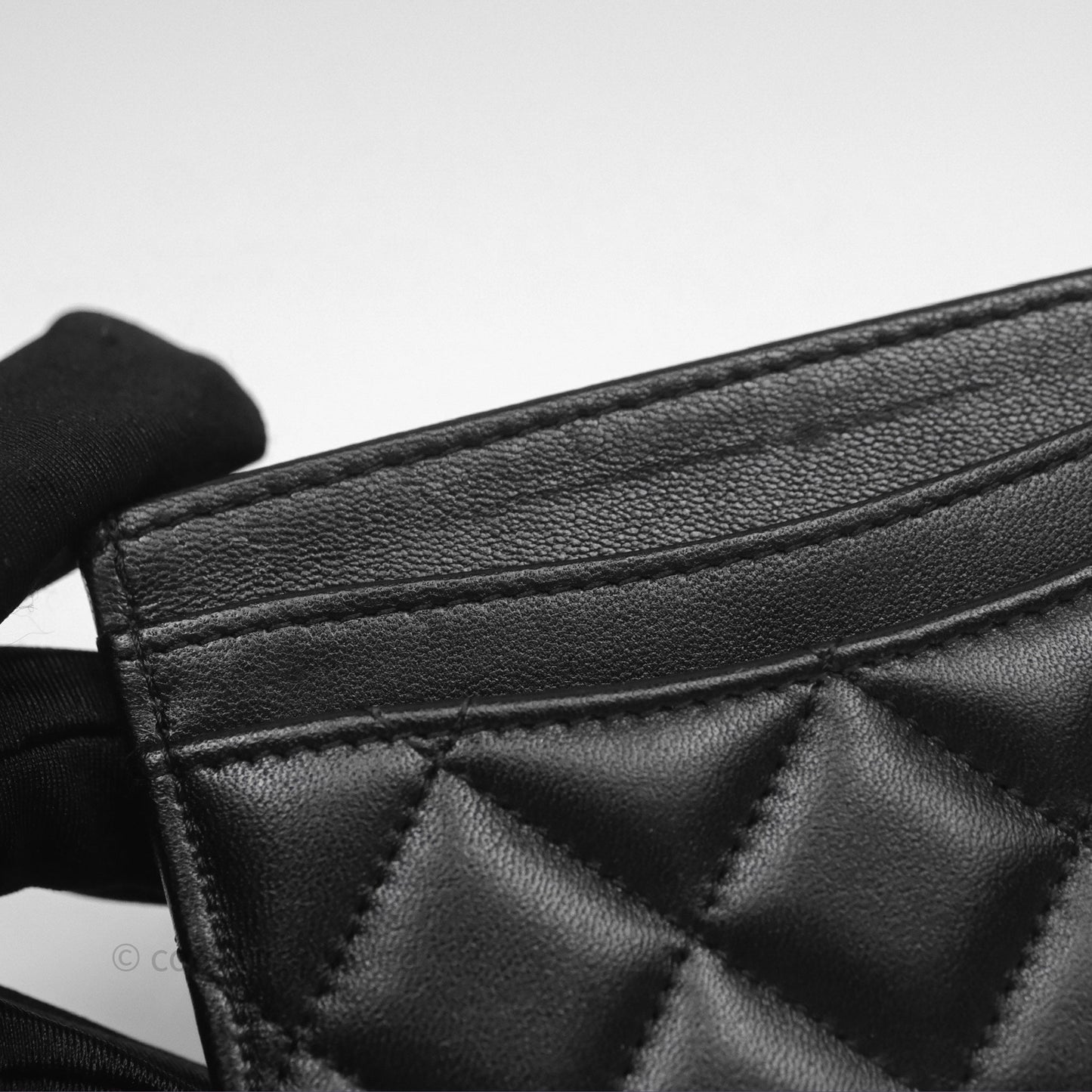 Chanel Classic Flat Card Holder Black Lambskin Silver Hardware