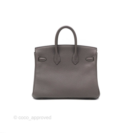 Hermes Birkin 25 Retourne Etain 8F Togo Gold Hardware