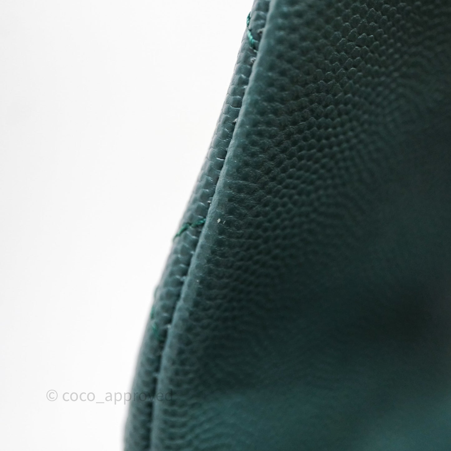 Chanel Quilted Mini Square Flap Dark Green Caviar Silver Hardware