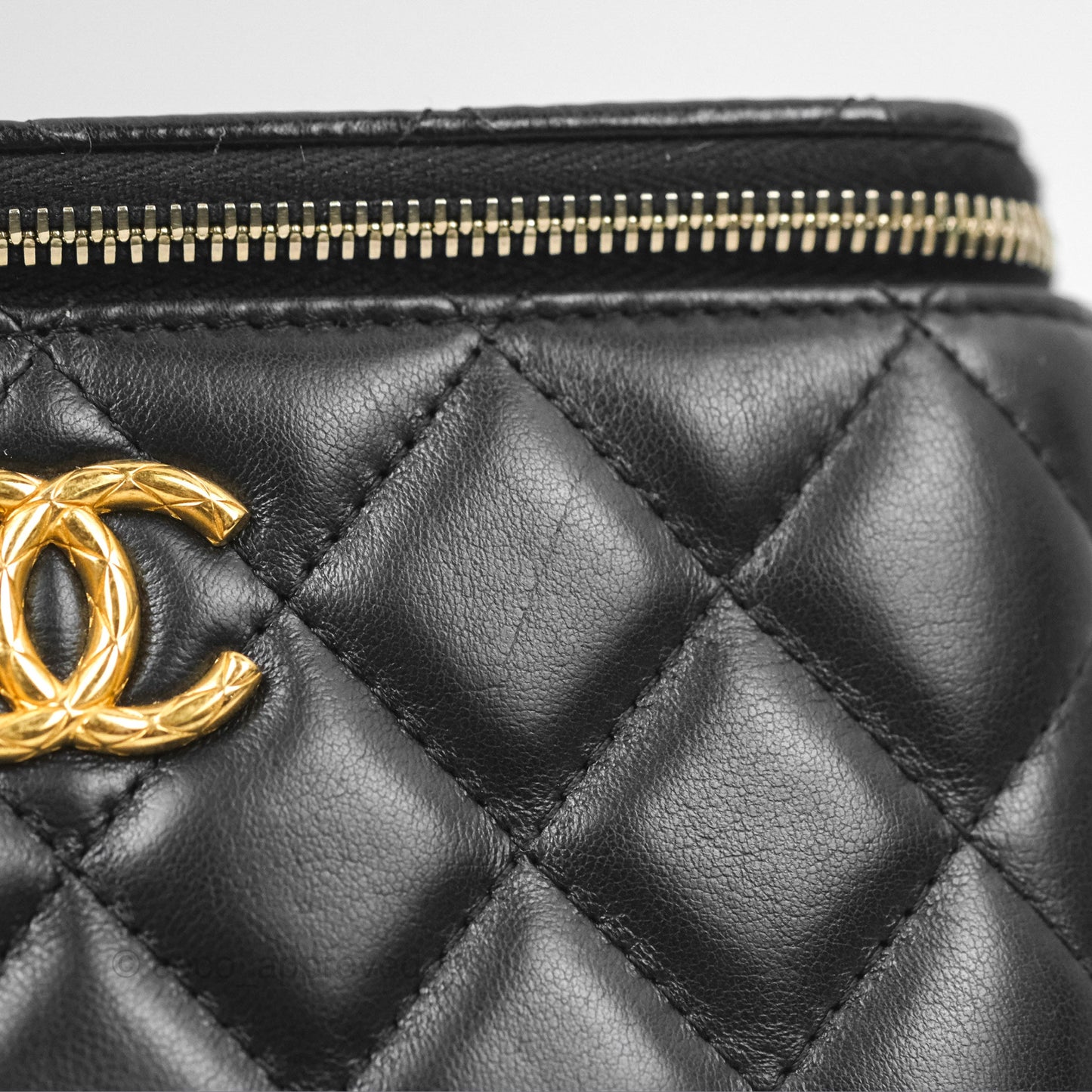 Chanel All Slide Vanity with Adjustable Chain Black Lambskin Aged Gold Hardware