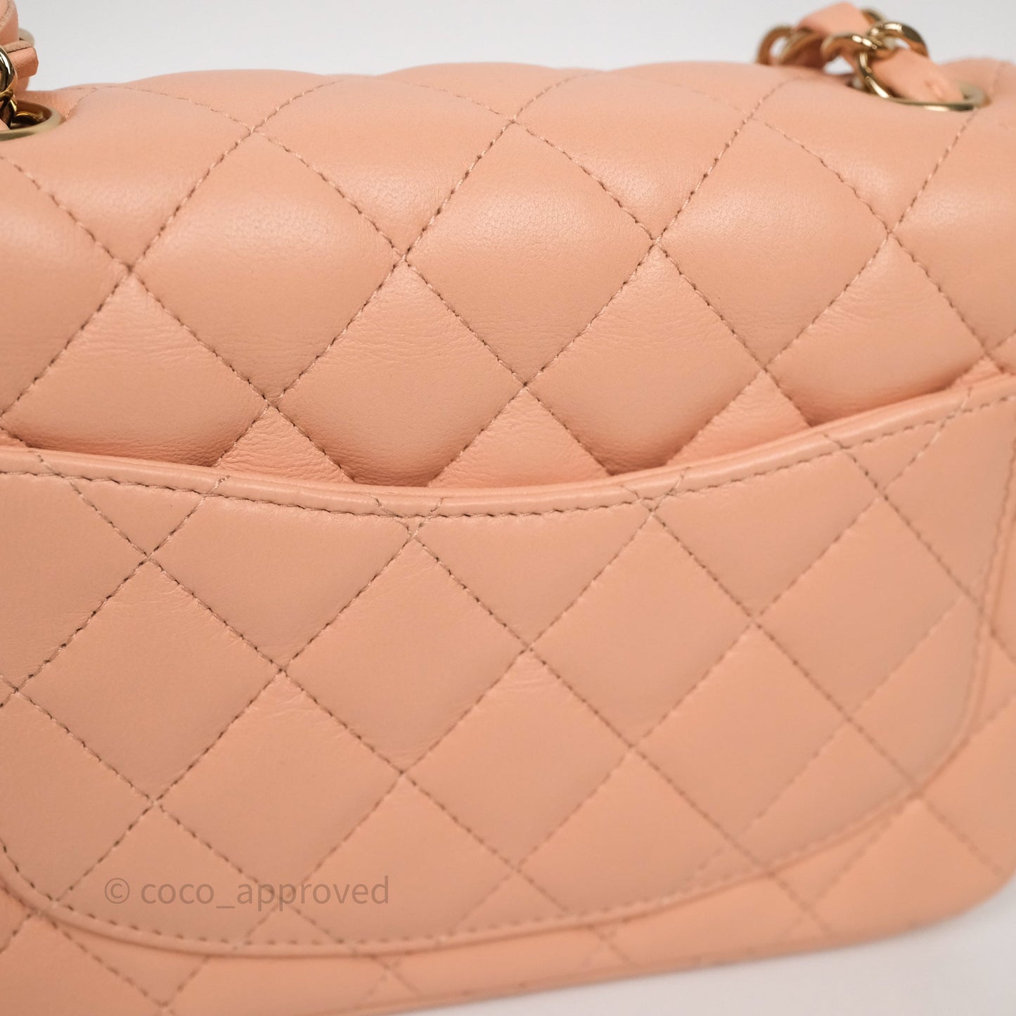 Chanel Mini Square Flap Quilted Orange Clair Lambskin Gold Hardware