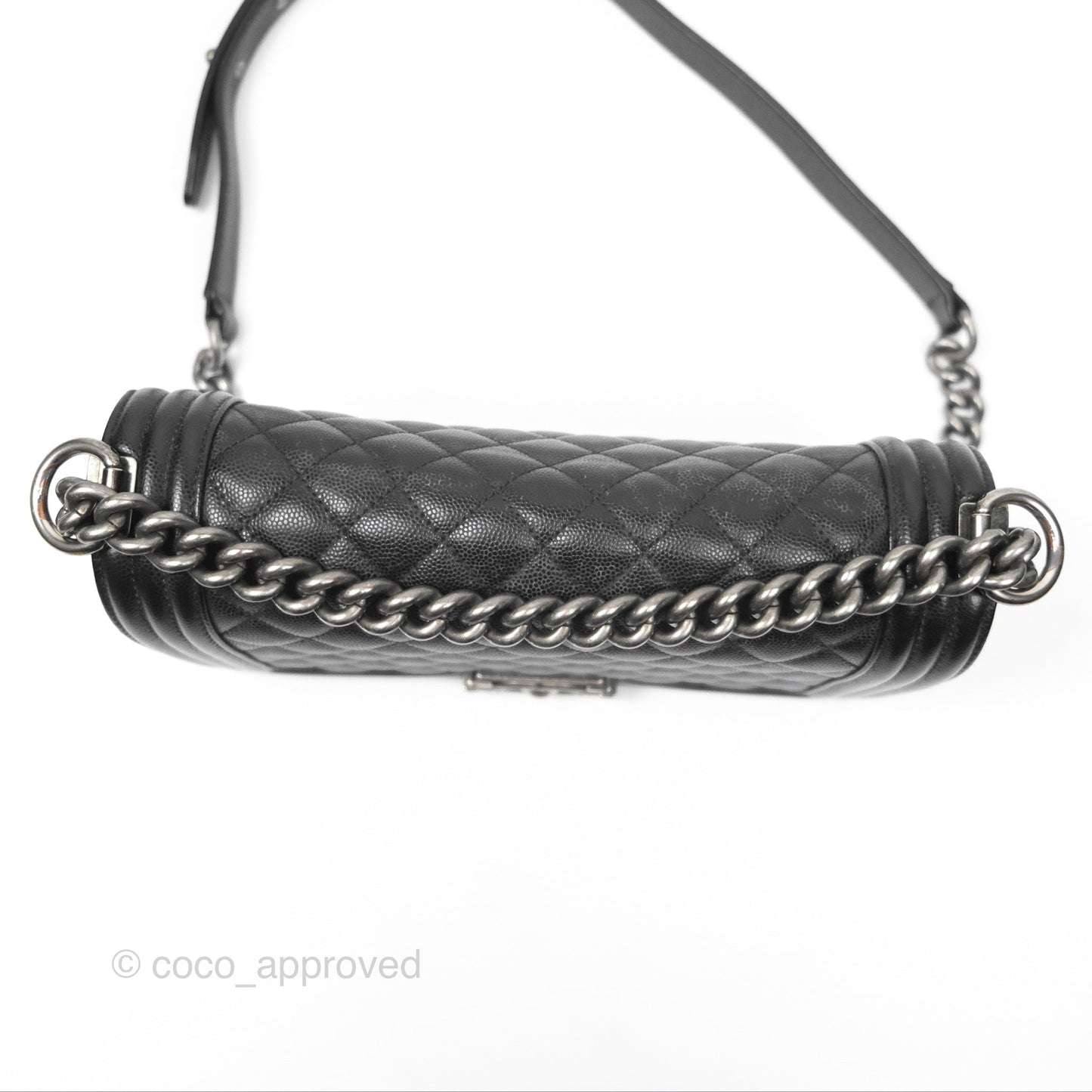 Chanel Medium Boy Quilted Black Caviar Ruthenium Hardware