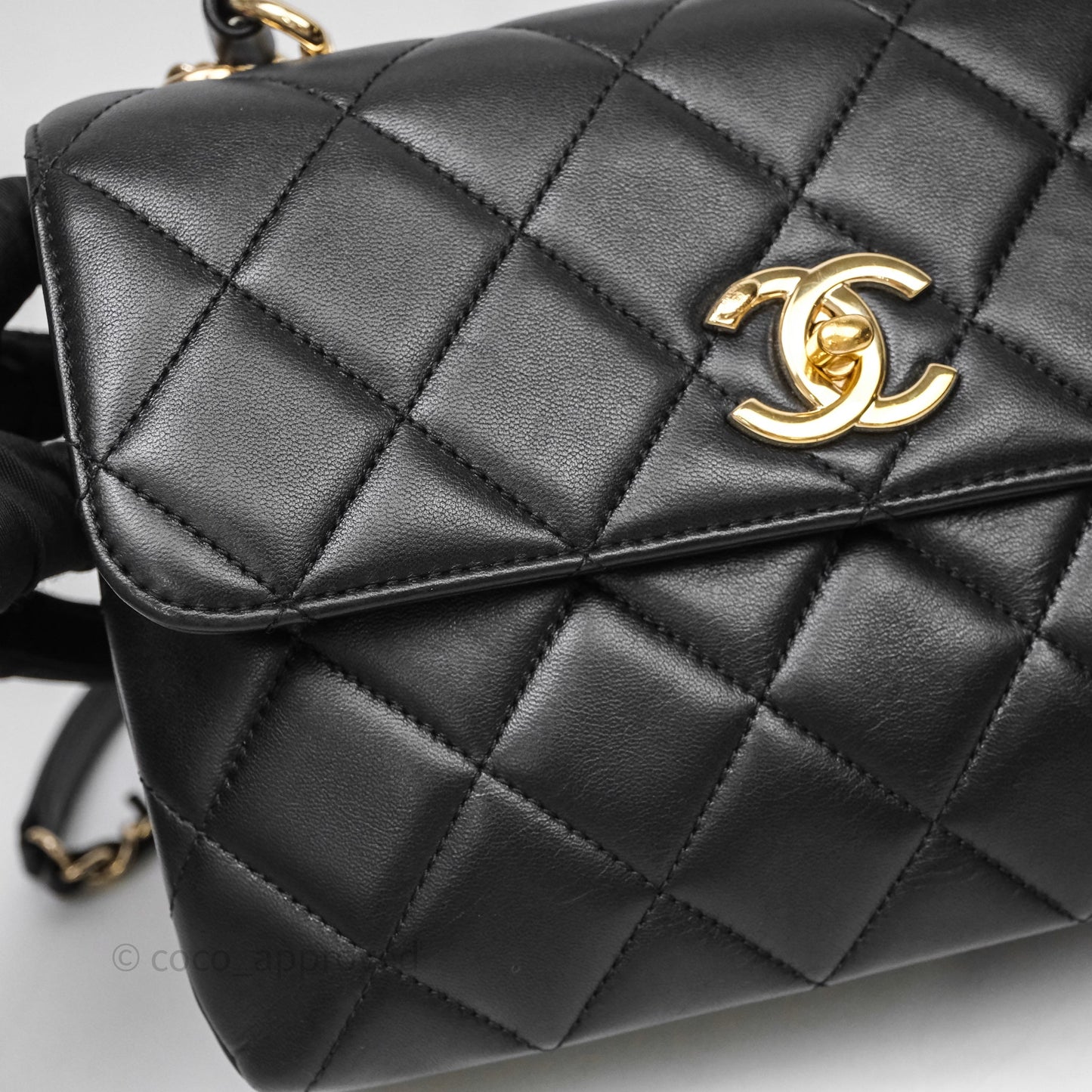 Chanel Small Trendy CC Black Lambskin Gold Hardware