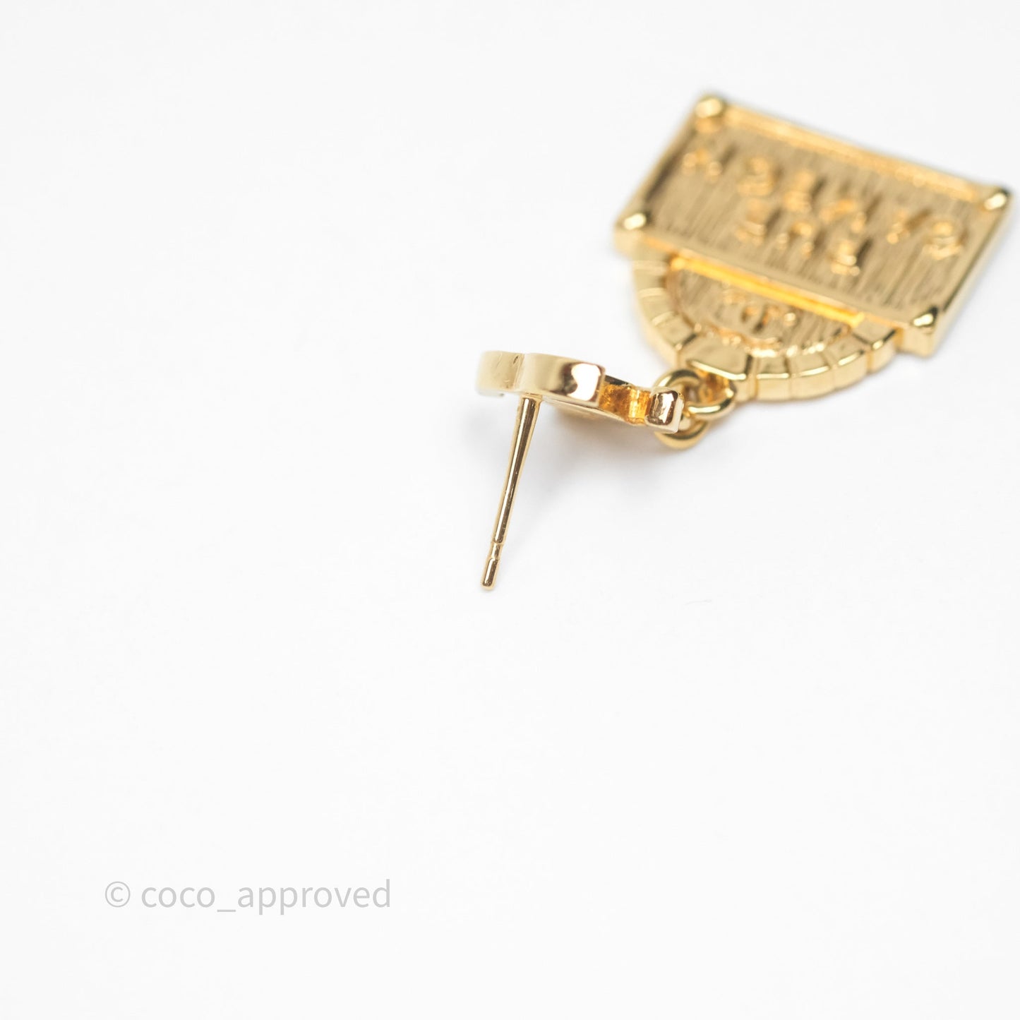 Chanel Rue Cambon CC Drop Earrings Gold Tone 22A