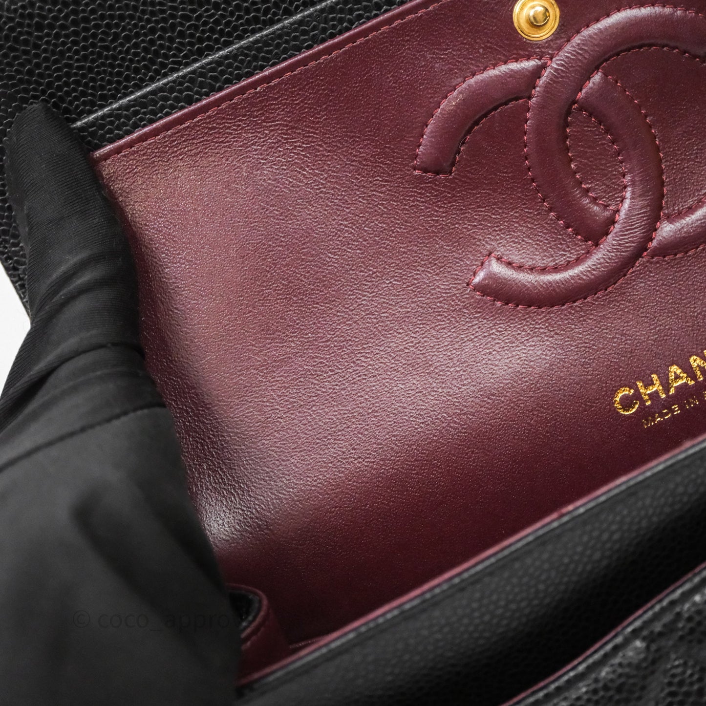 Chanel Classic M/L Medium Flap Quilted Black Caviar Gold Hardware