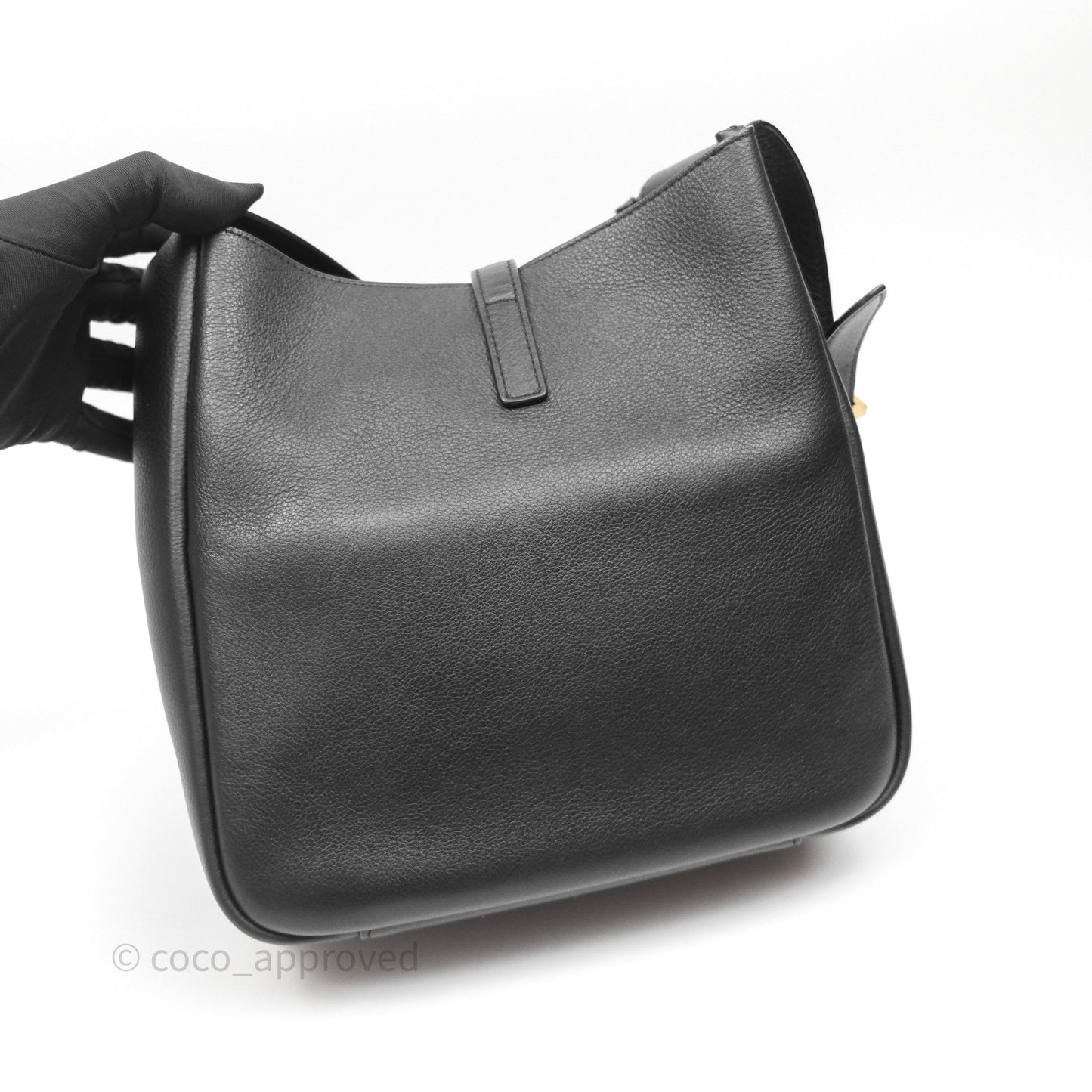 Saint Laurent LE 5 à 7 Supple Small Black Grained Leather Gold Hardware