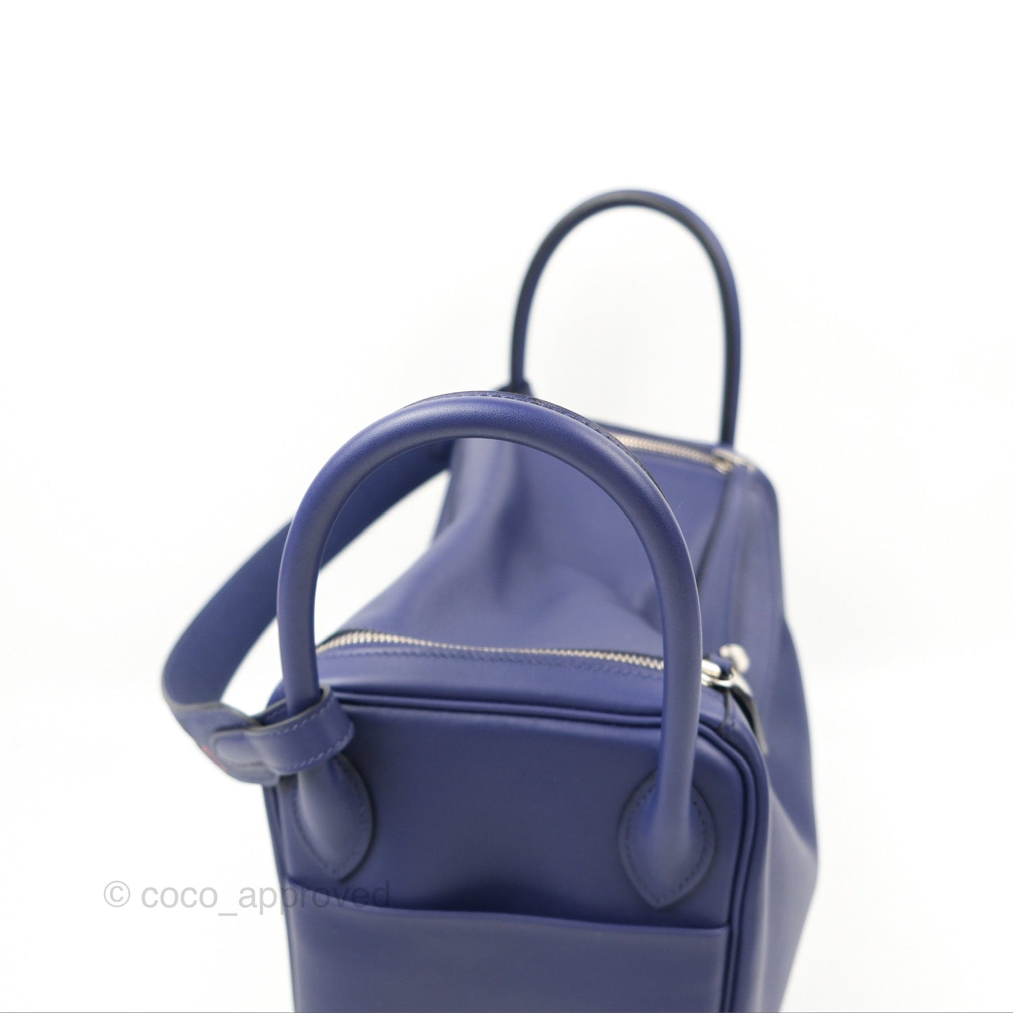 Hermès Lindy Tressage De Cuir 30 Bleu Encre/Brique/Black Swift Palladium Hardware