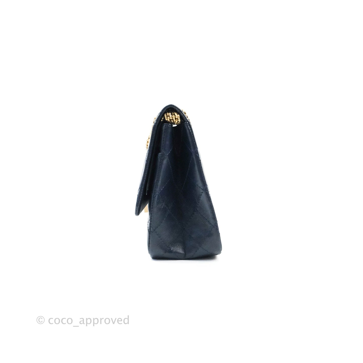 Chanel Reissue 227 Quilted Aged Calfskin Navy Aged Gold Hardware