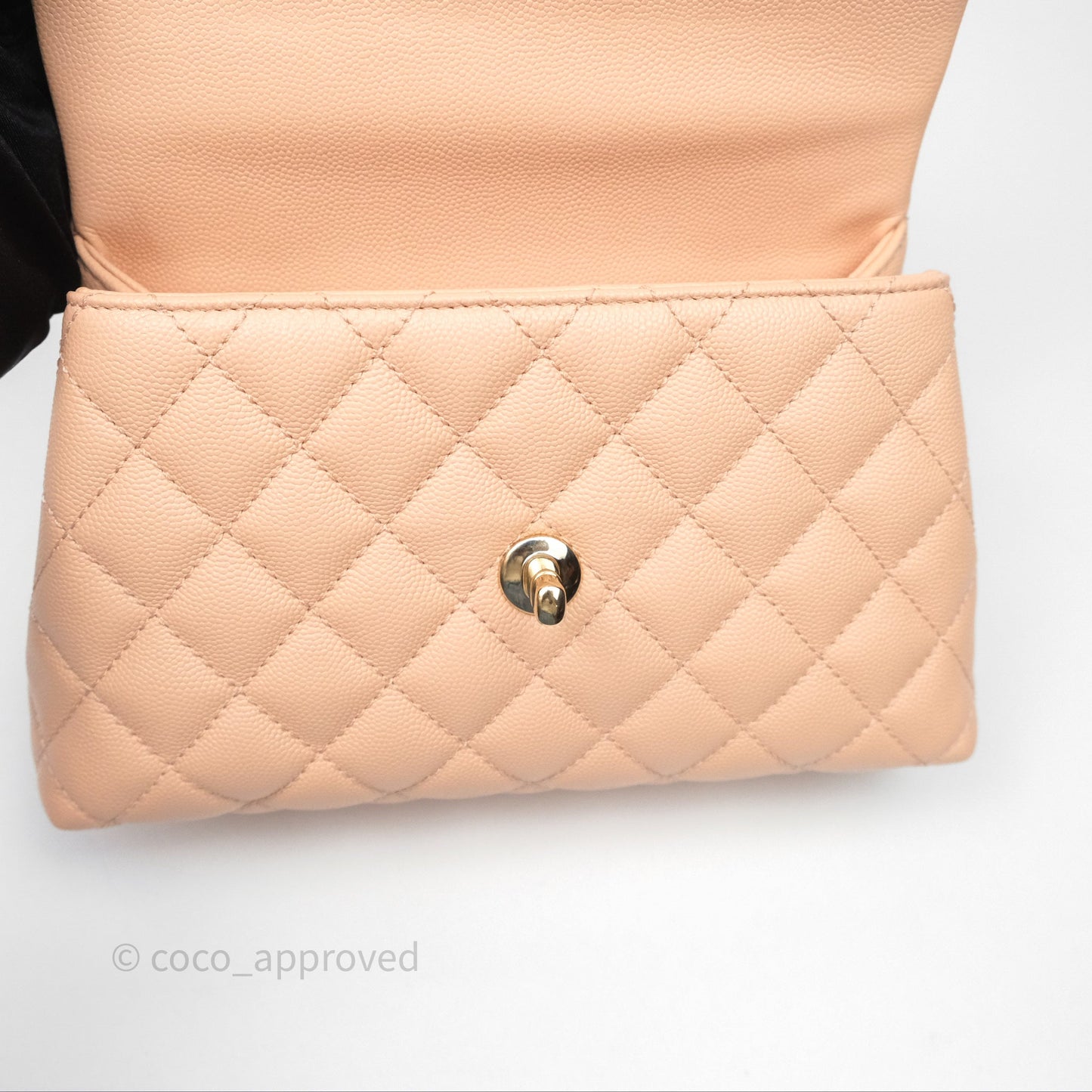 Chanel Small Coco Handle Quilted Pink Beige Caviar Gold Hardware