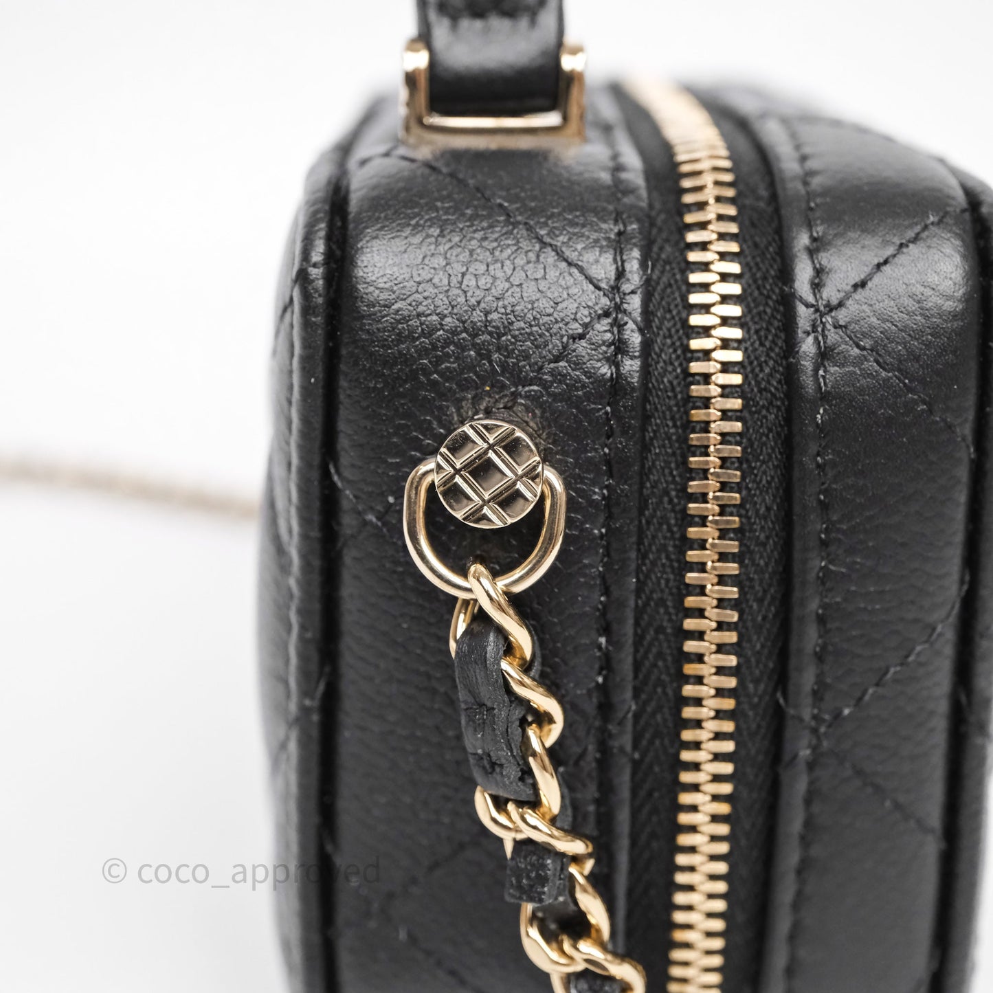 Chanel Quilted Top Handle Mini Vanity Case Black Caviar Gold Hardware