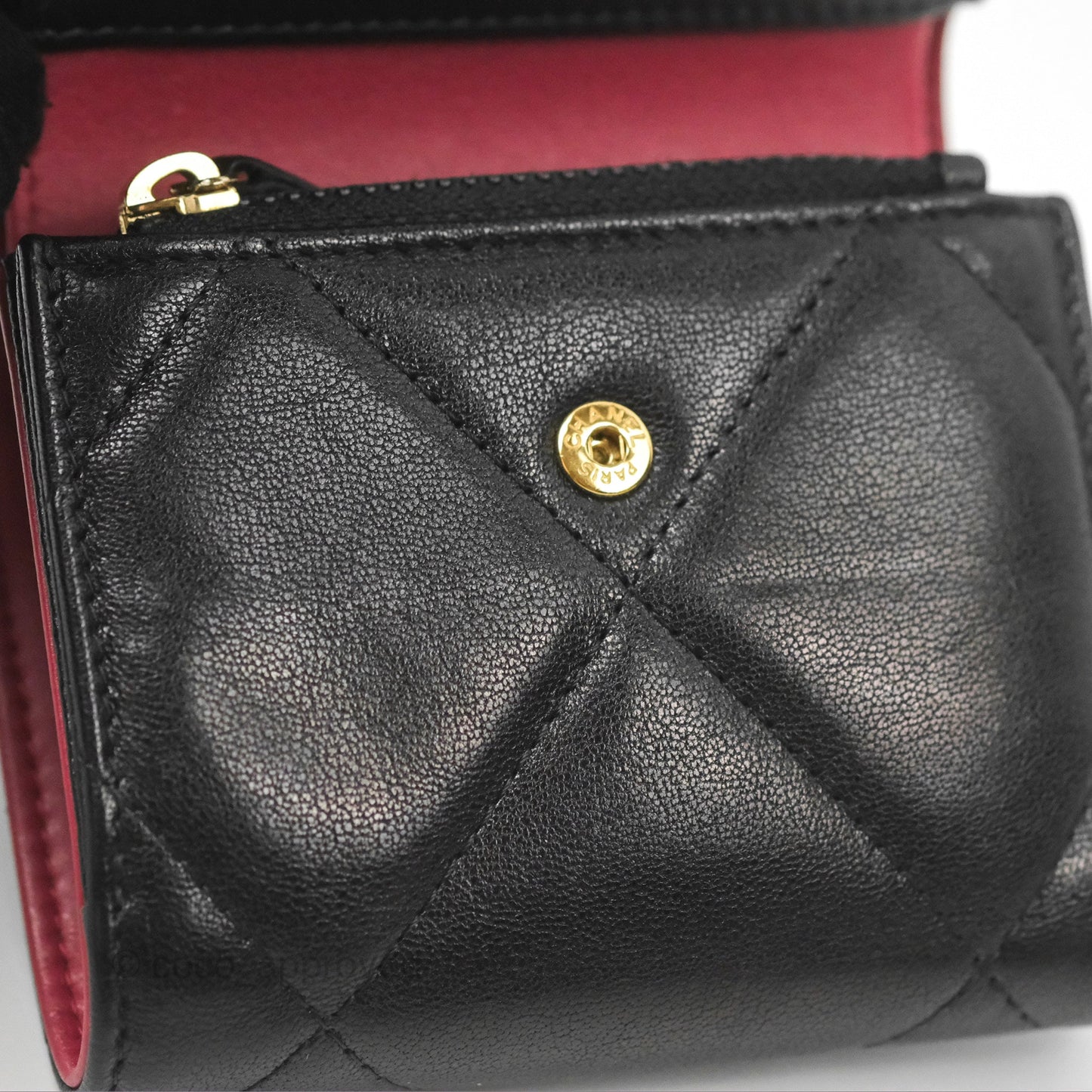 Chanel 19 Short Flap Wallet Black Lambskin