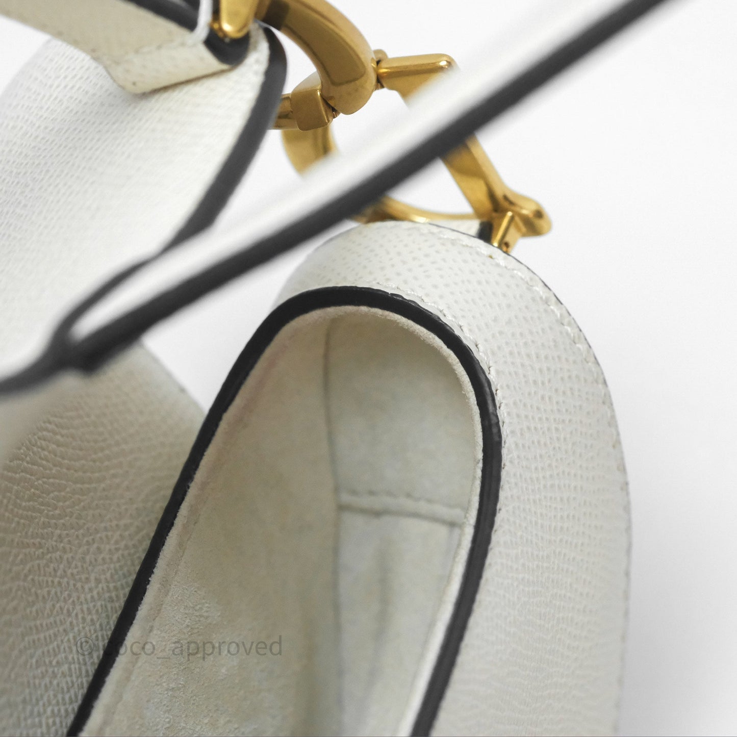 Christian Dior Mini Saddle Bag White Grained Calfskin Gold Hardware