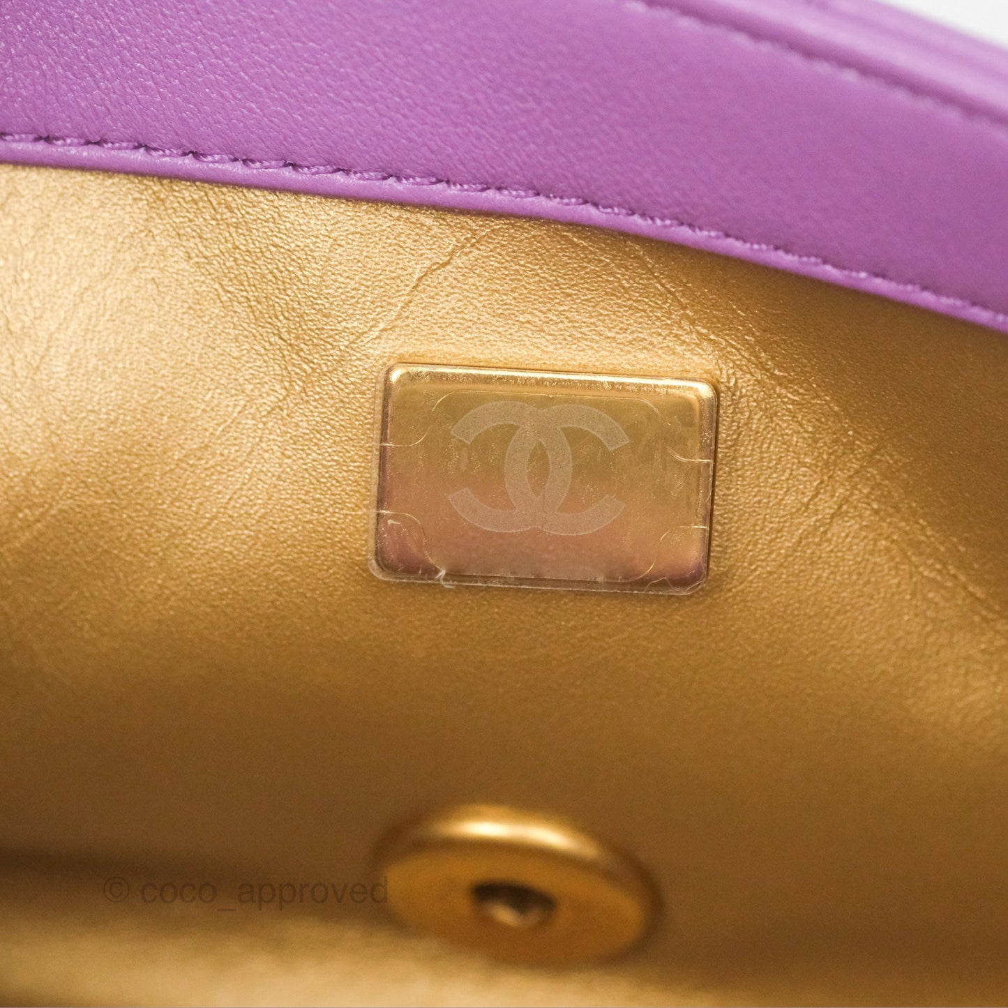 Chanel Mini Rectangular Pearl Crush Quilted Purple Lambskin Aged Gold Hardware