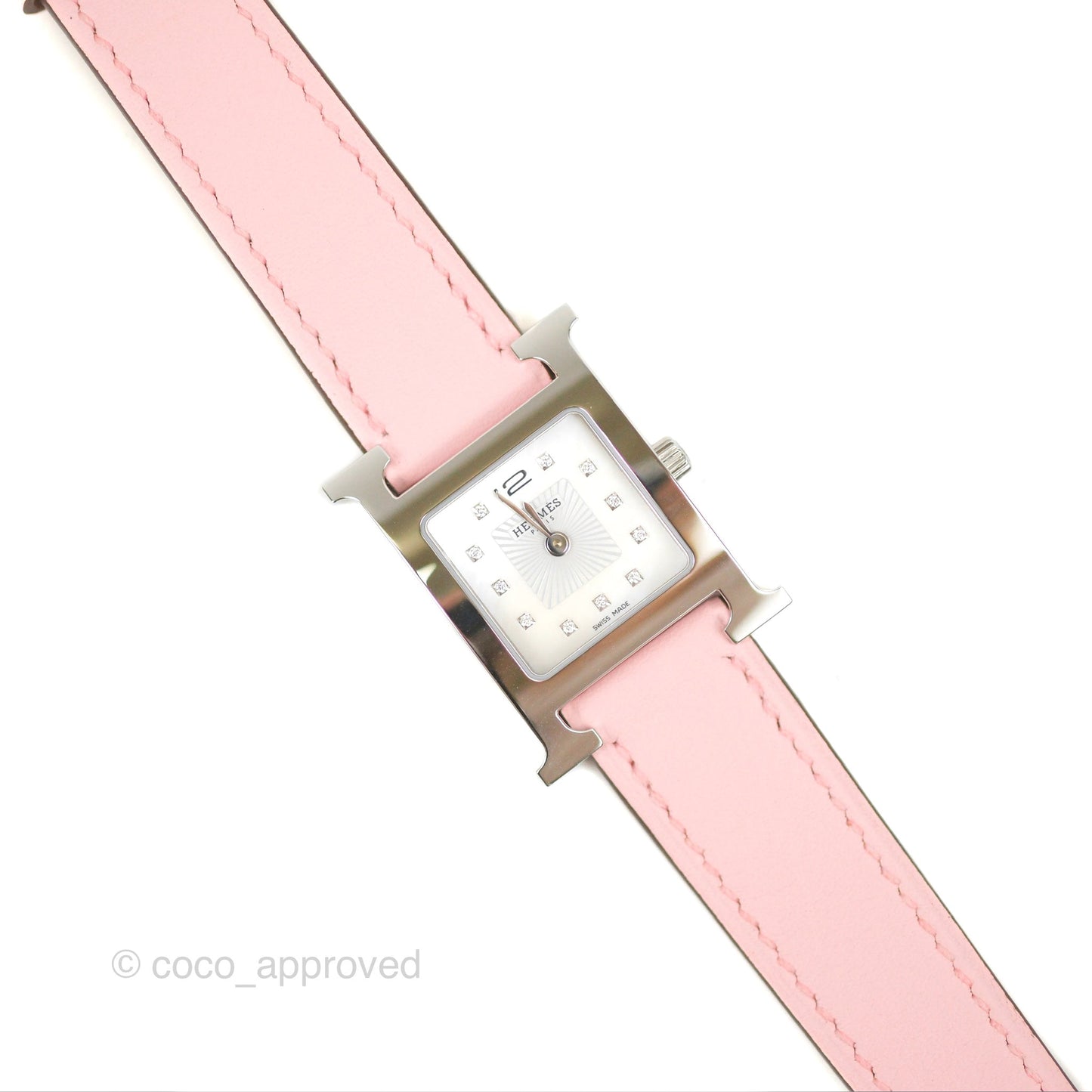 Hermès Heure H Watch Rose Sakura Swift Palladium Hardware