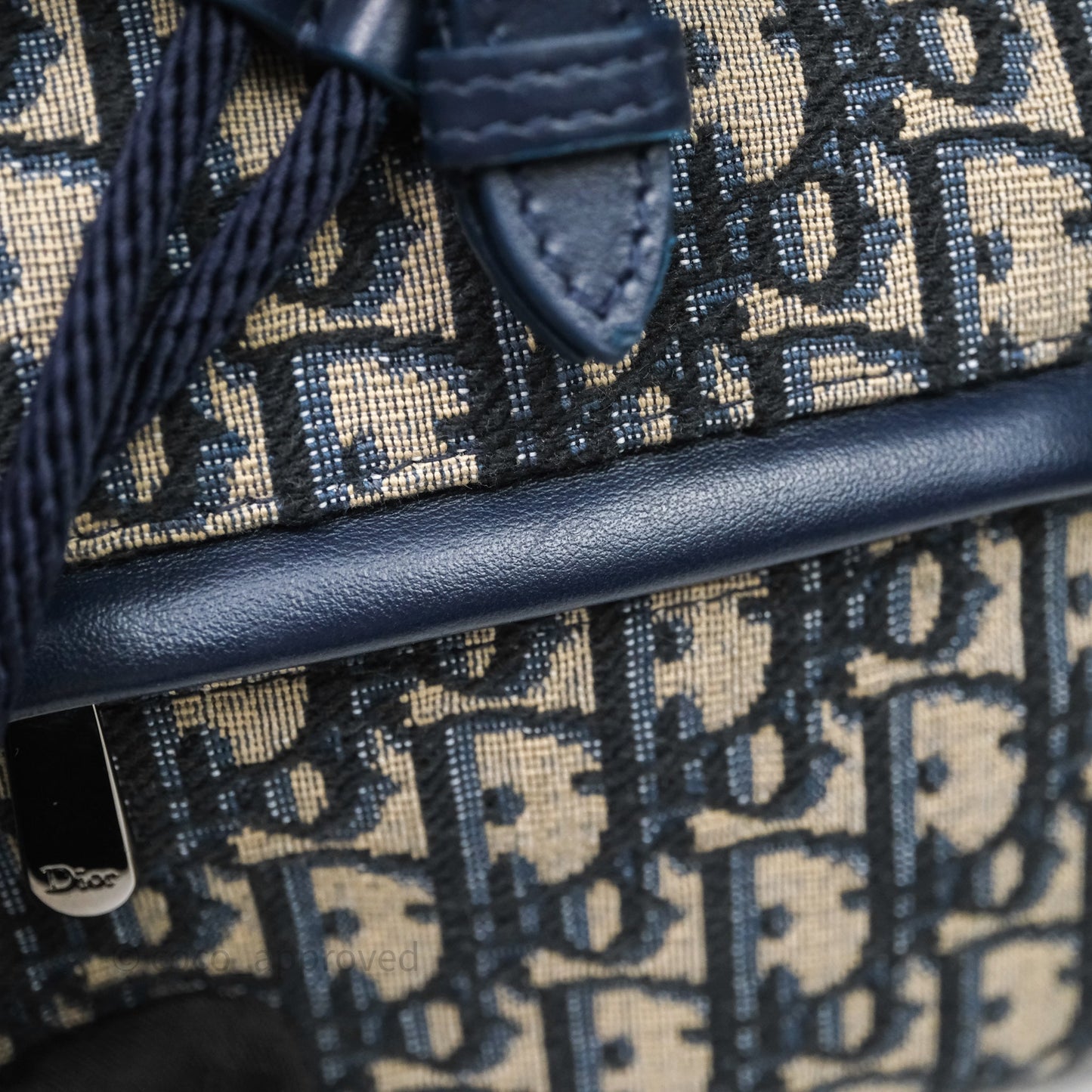 Christian Dior Mini Backpack Oblique Jacquard Beige and Blue