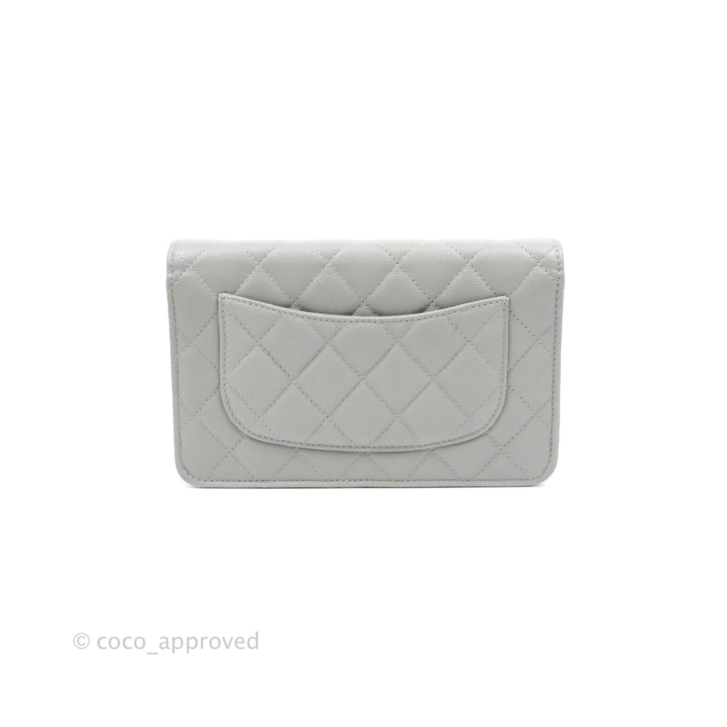 Chanel Classic Quilted Wallet on Chain WOC Grey Caviar Gold Hardware 21A