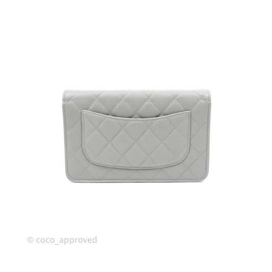 Chanel Classic Quilted Wallet on Chain WOC Grey Caviar Gold Hardware 21A