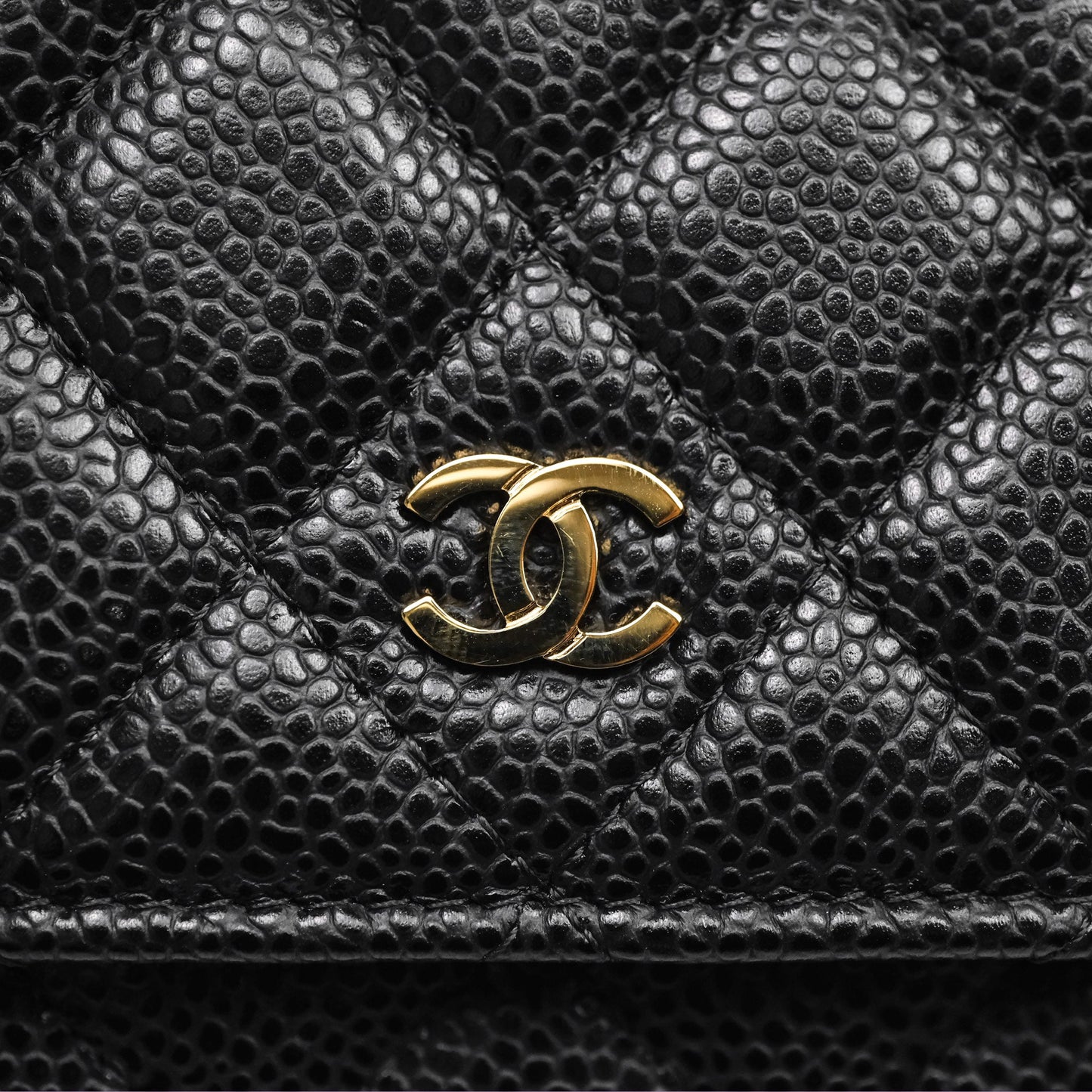 Chanel Classic Quilted Wallet On Chain WOC Black Caviar Gold Hardware
