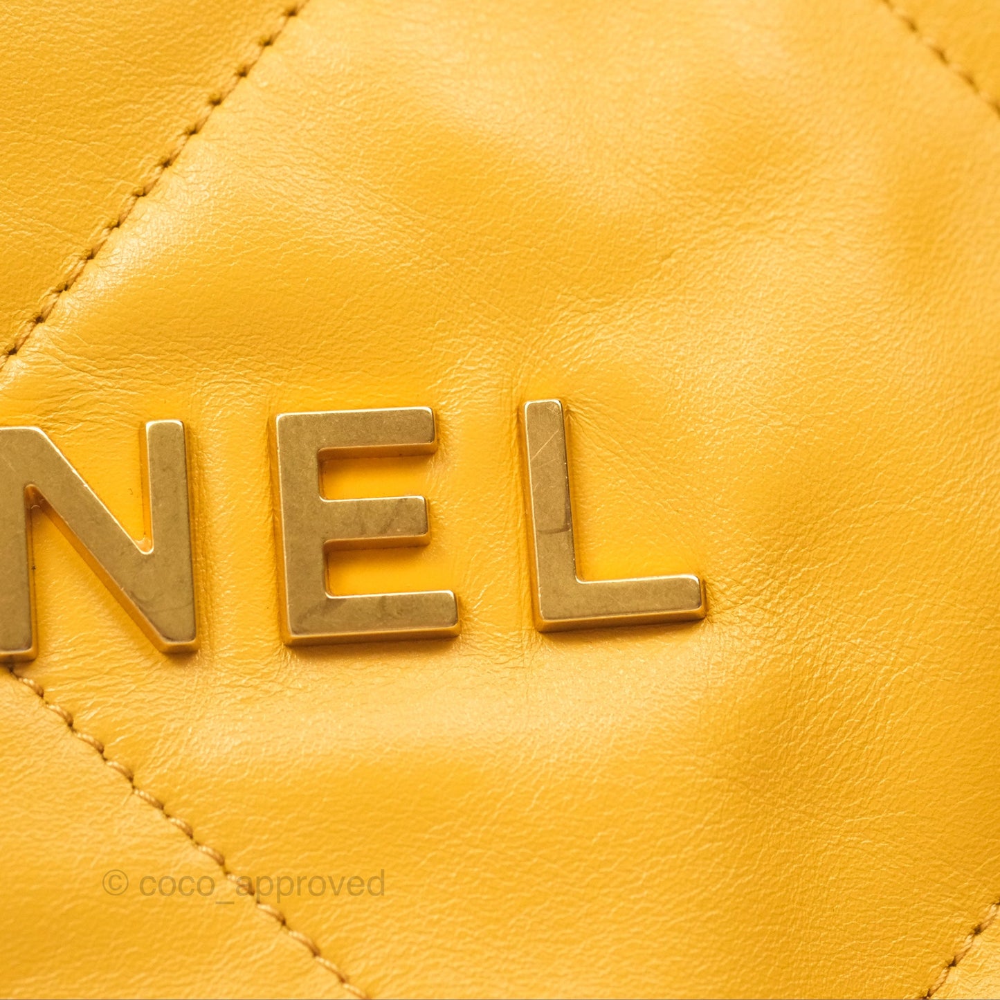 Chanel 22 Small Mustard Yellow Shiny Aged Calfskin Aged Gold Hardware