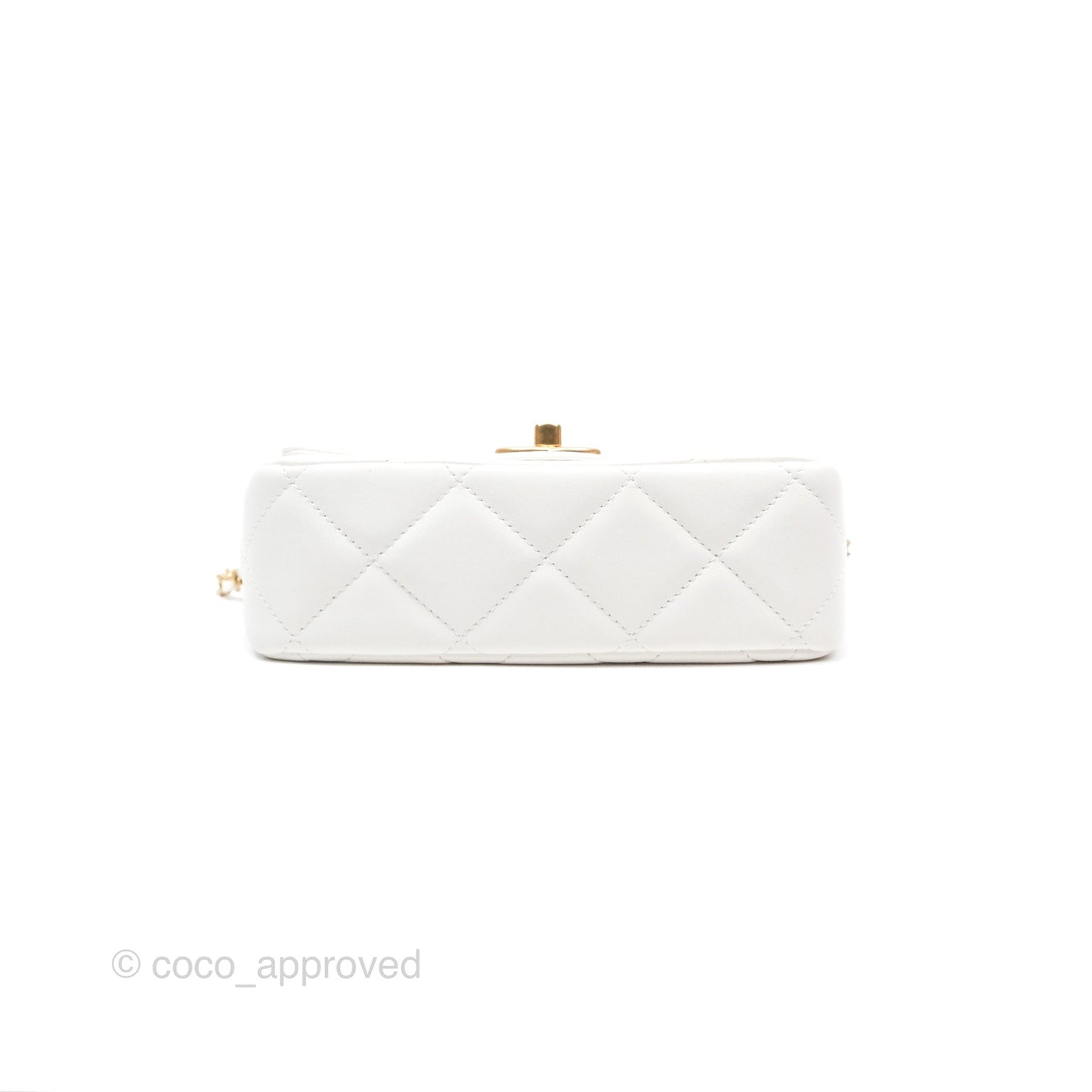 Chanel Quilted My Perfect Mini With Pearl White Lambskin Aged Gold Hardware 21K