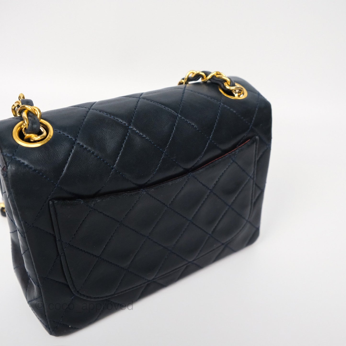 Chanel Vintage Mini Square Navy Lambskin 24K Gold Hardware