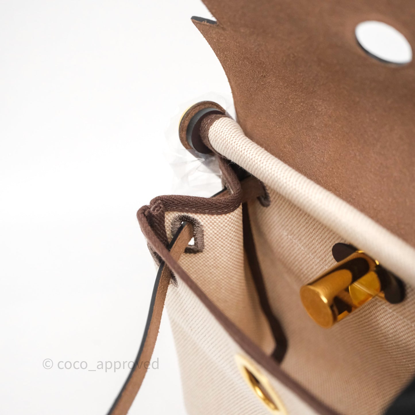 Hermès Herbag Zip 20 Mini Ecru Beige 14/ Ebene 46 Canvas Gold Hardware