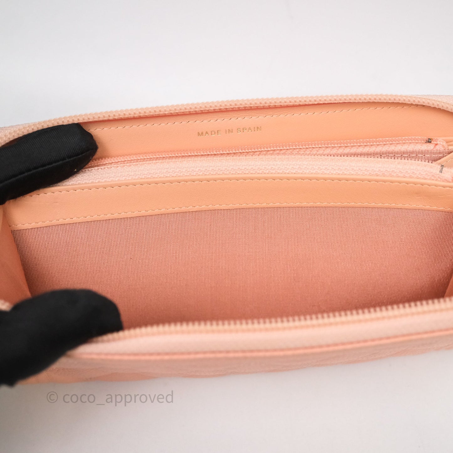 Chanel Boy Zip Long Wallet Pink Caviar Gold Hardware