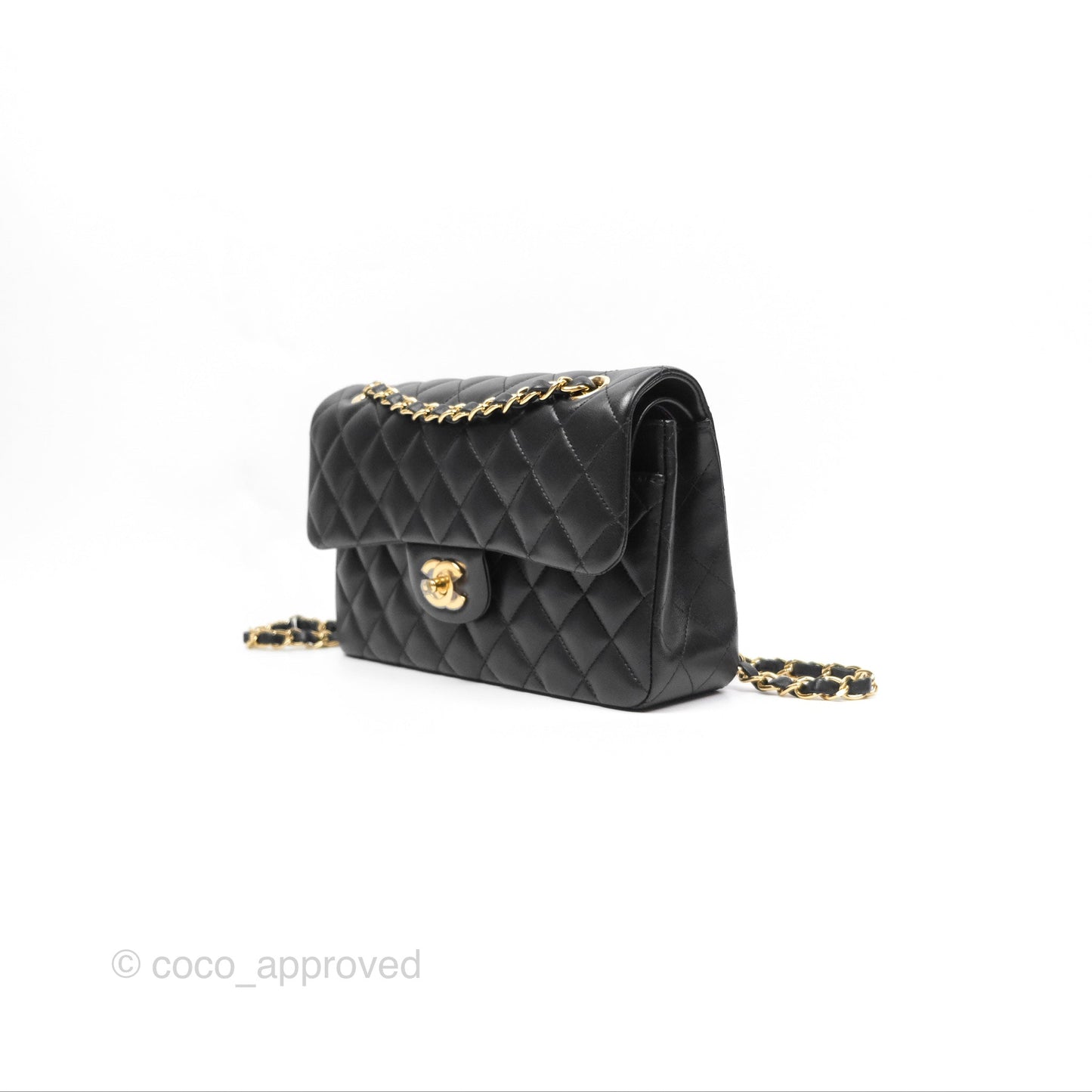 Chanel Small Classic Flap Quilted Black Lambskin Gold Hardware