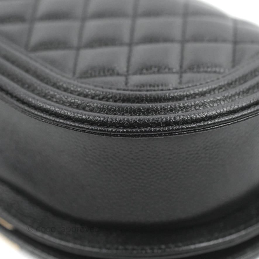 Chanel Boy Messenger Bag Black Caviar Aged Gold Hardware