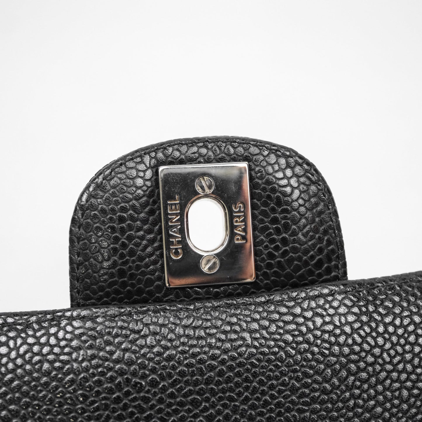 Chanel East West Flap Bag Black Caviar Silver Hardware