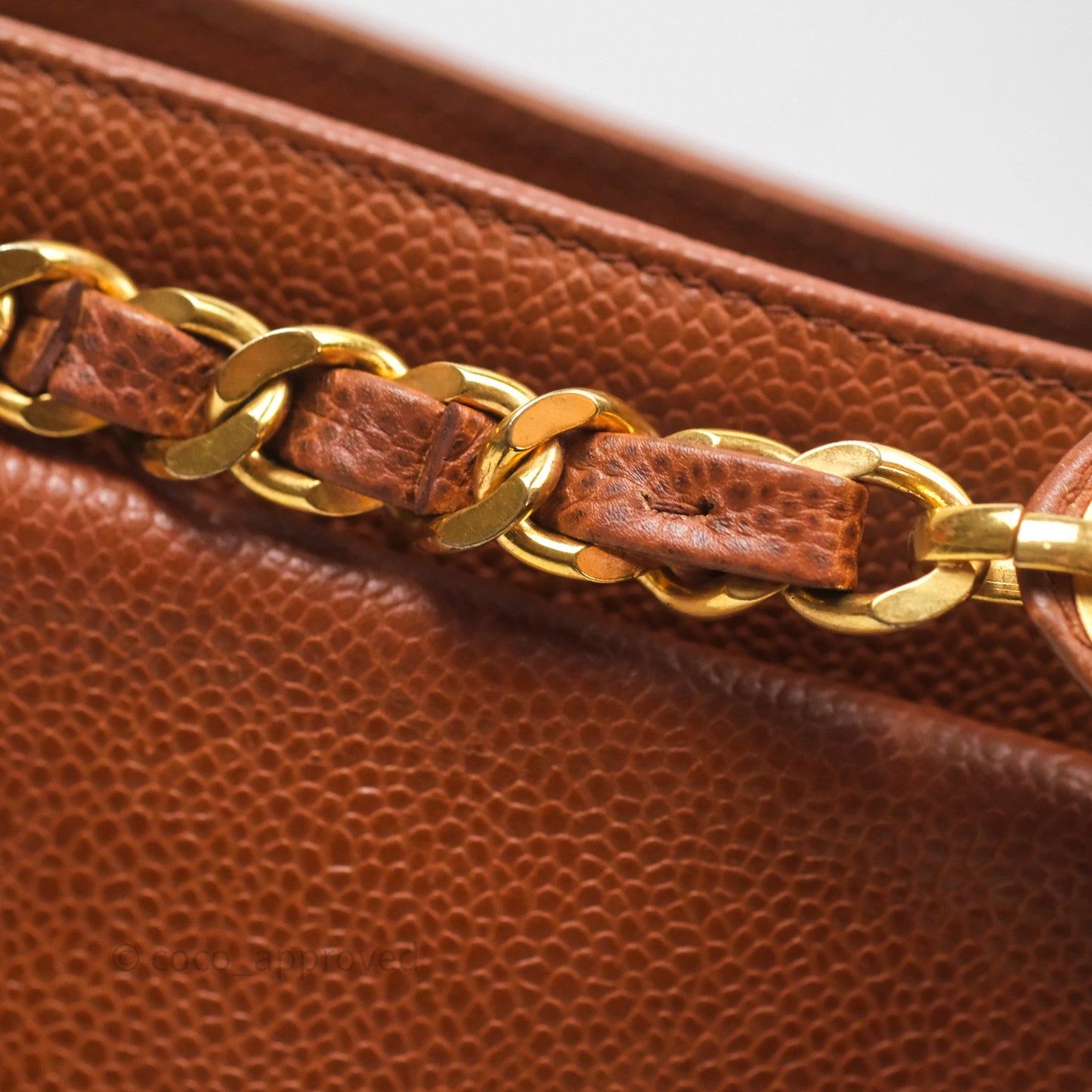 Chanel Vintage Tote Caramel Caviar 24K Gold Hardware