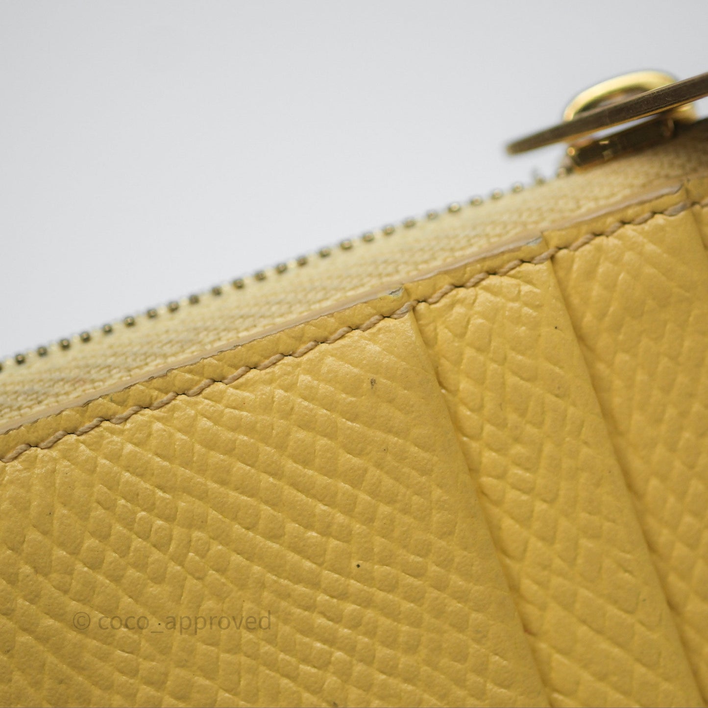 Celine Zipped Card Holder in Grained Calfskin Yellow
