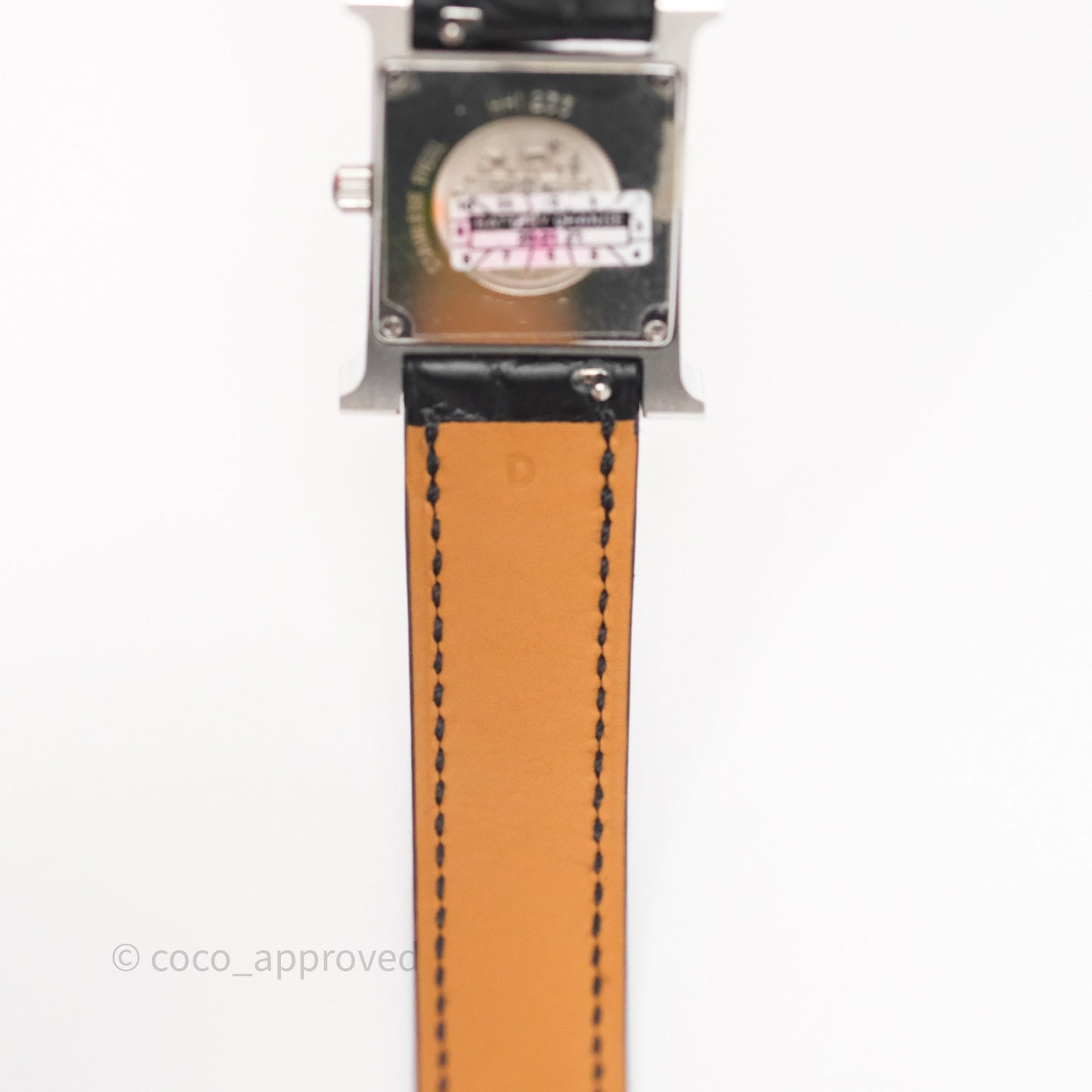 Hermes Heure H Double Jeu Watch Small Model 25mm Black Croc Strap