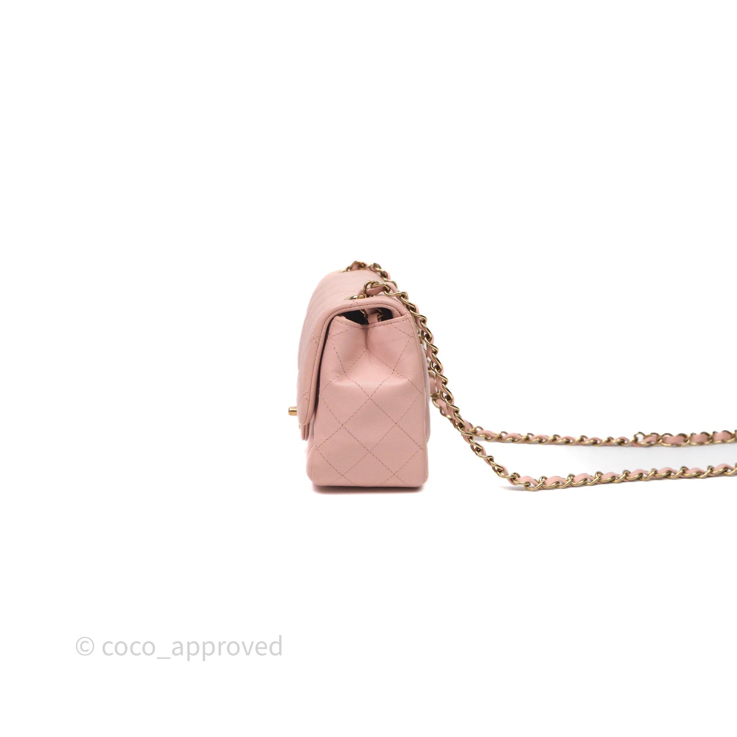 Chanel Mini Square Flap Quilted Pink Lambskin Gold Hardware