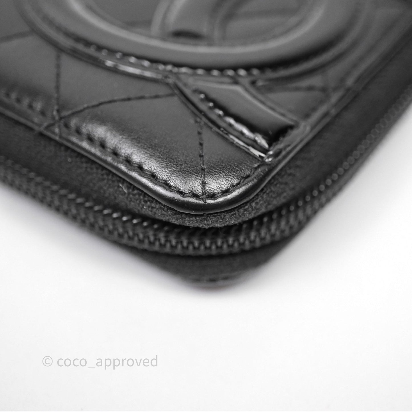 Chanel Quilted Cambon Yen Zip Long Wallet Black Calfskin Silver Hardware