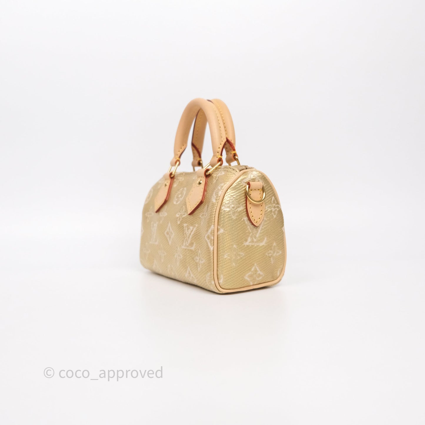 Louis Vuitton Nano Speedy Monogram Gold Jacquard Fabric
