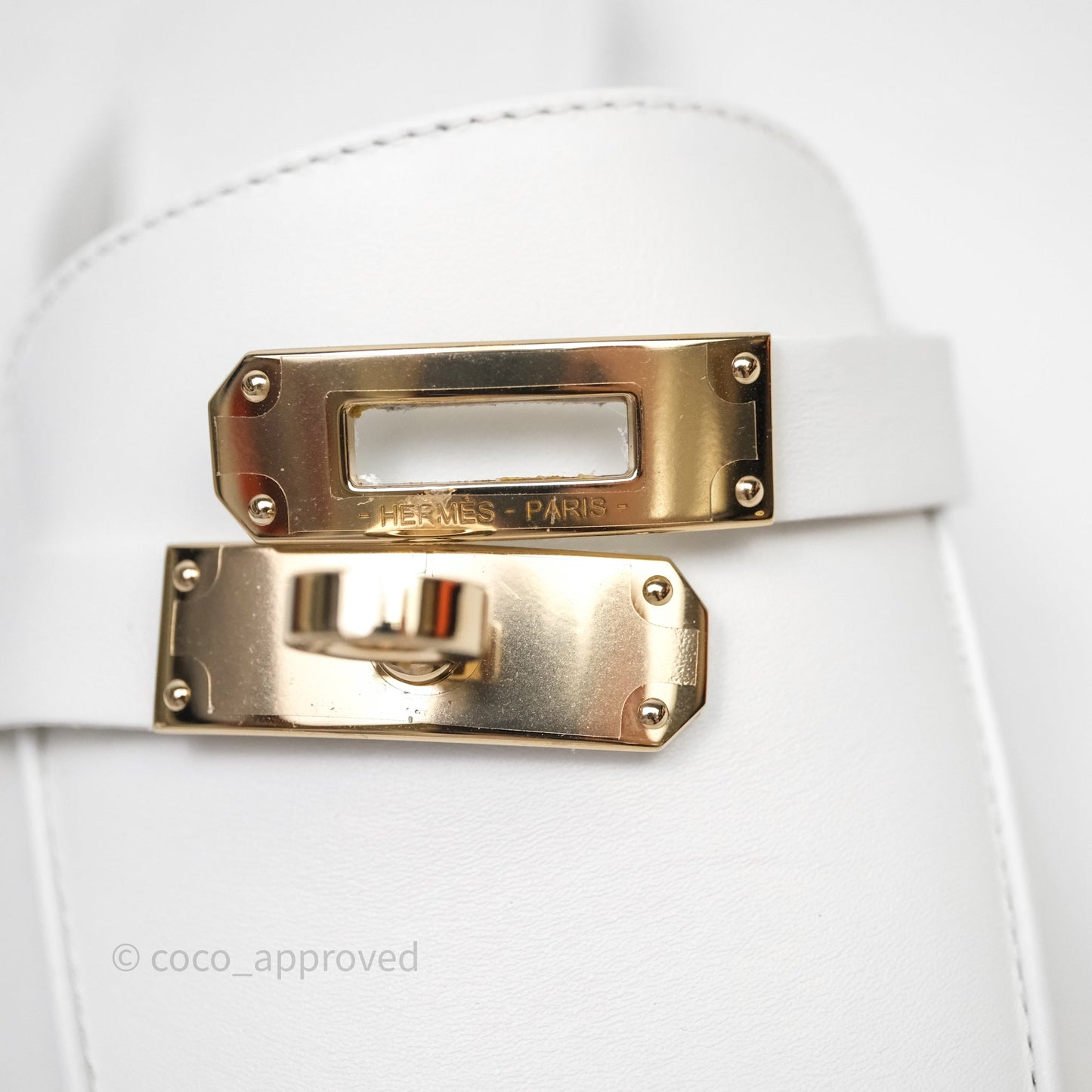 Hermès Oz Velvet Mules White Calfskin Gold Hardware Size 36.5